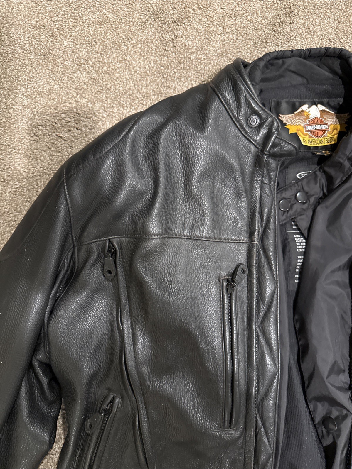 Harley Davidson FXRG Jacket Black Leather Men’s 98508-99VM Size Large w/ Liner