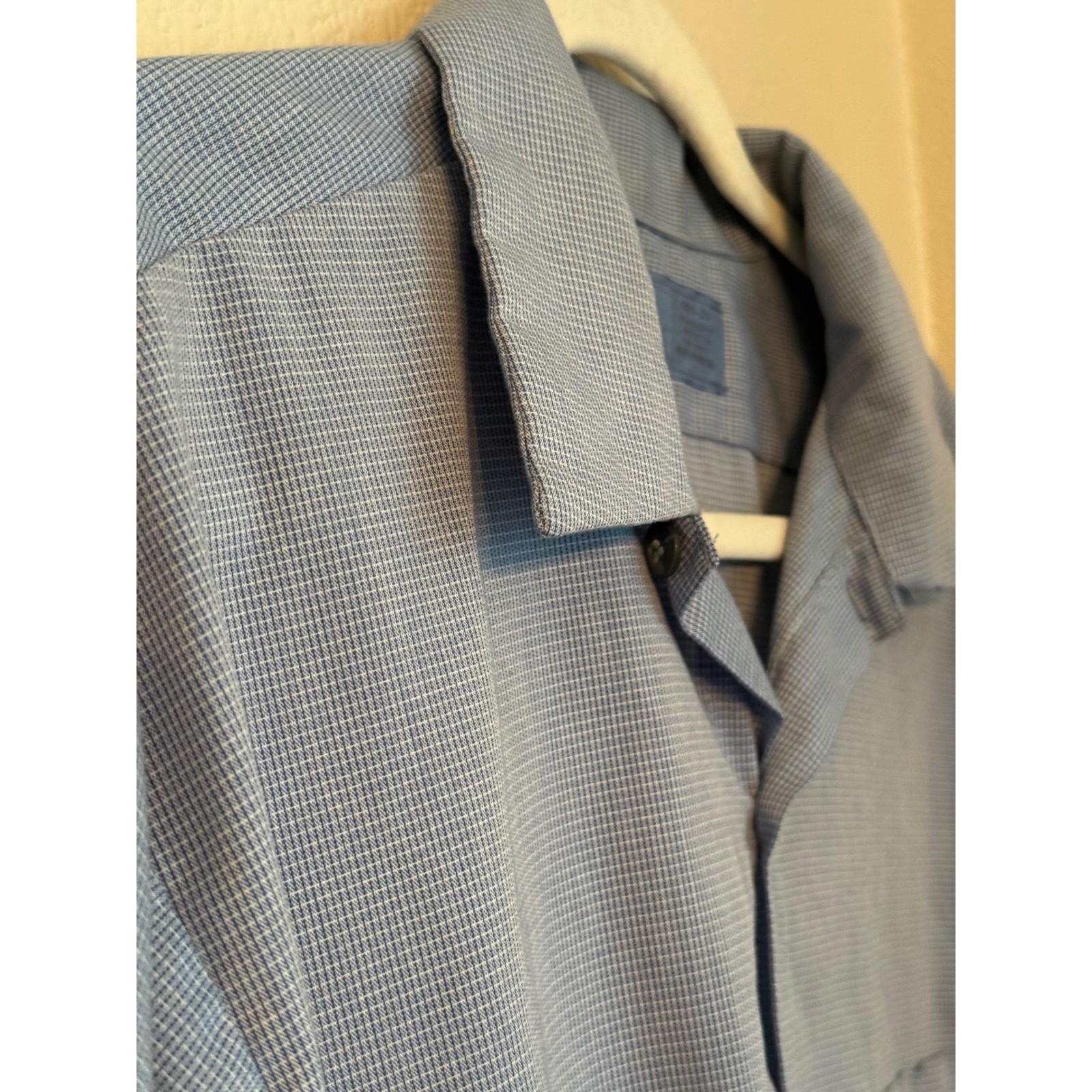 Cintas ComfortFLEX Work Shirt Men XL Blue Micro Check Long Sleeve Set of 2