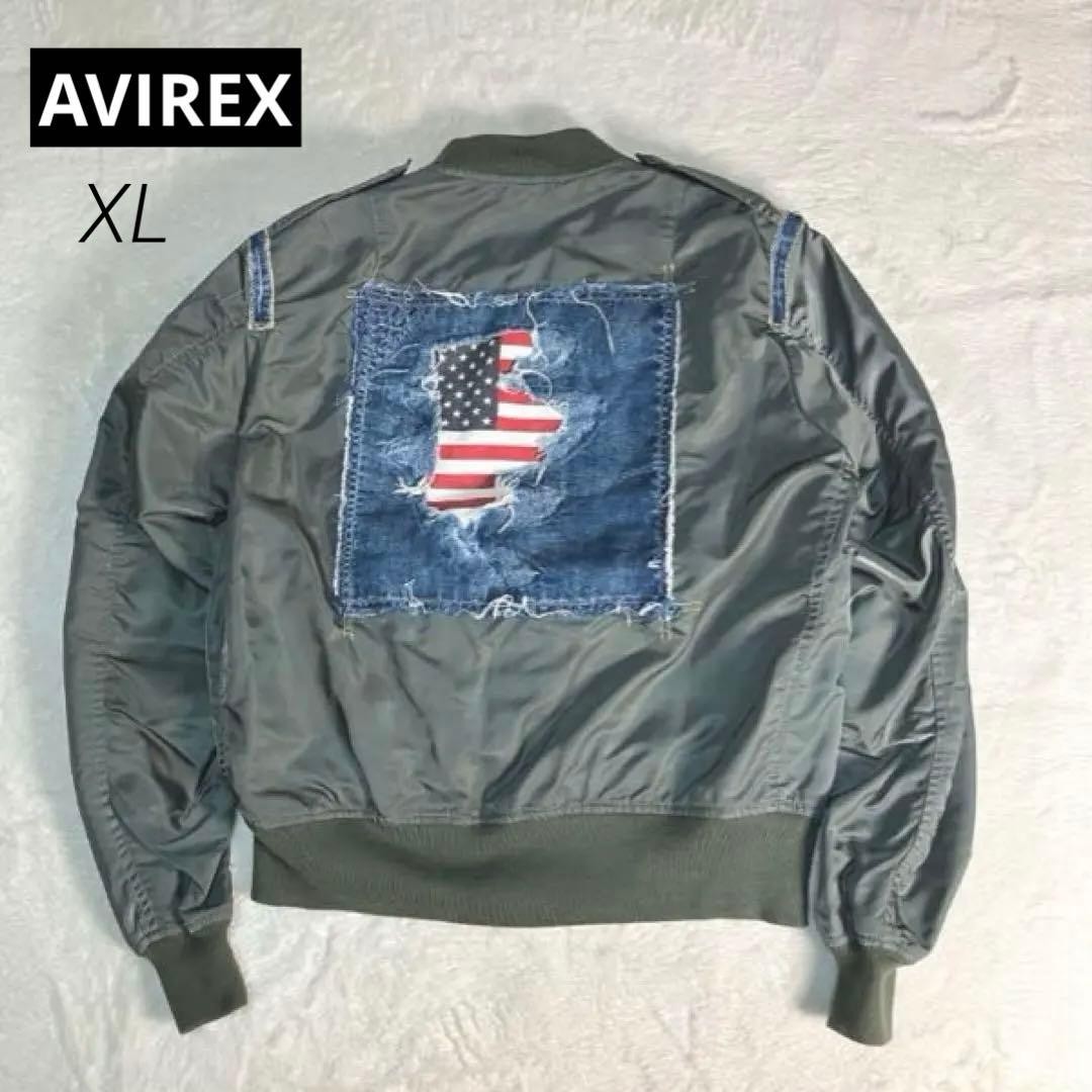 AVIREX TYPE-BLUE L-2 Flight Jacket Blouson Coat Men Size XL Gray Genuine