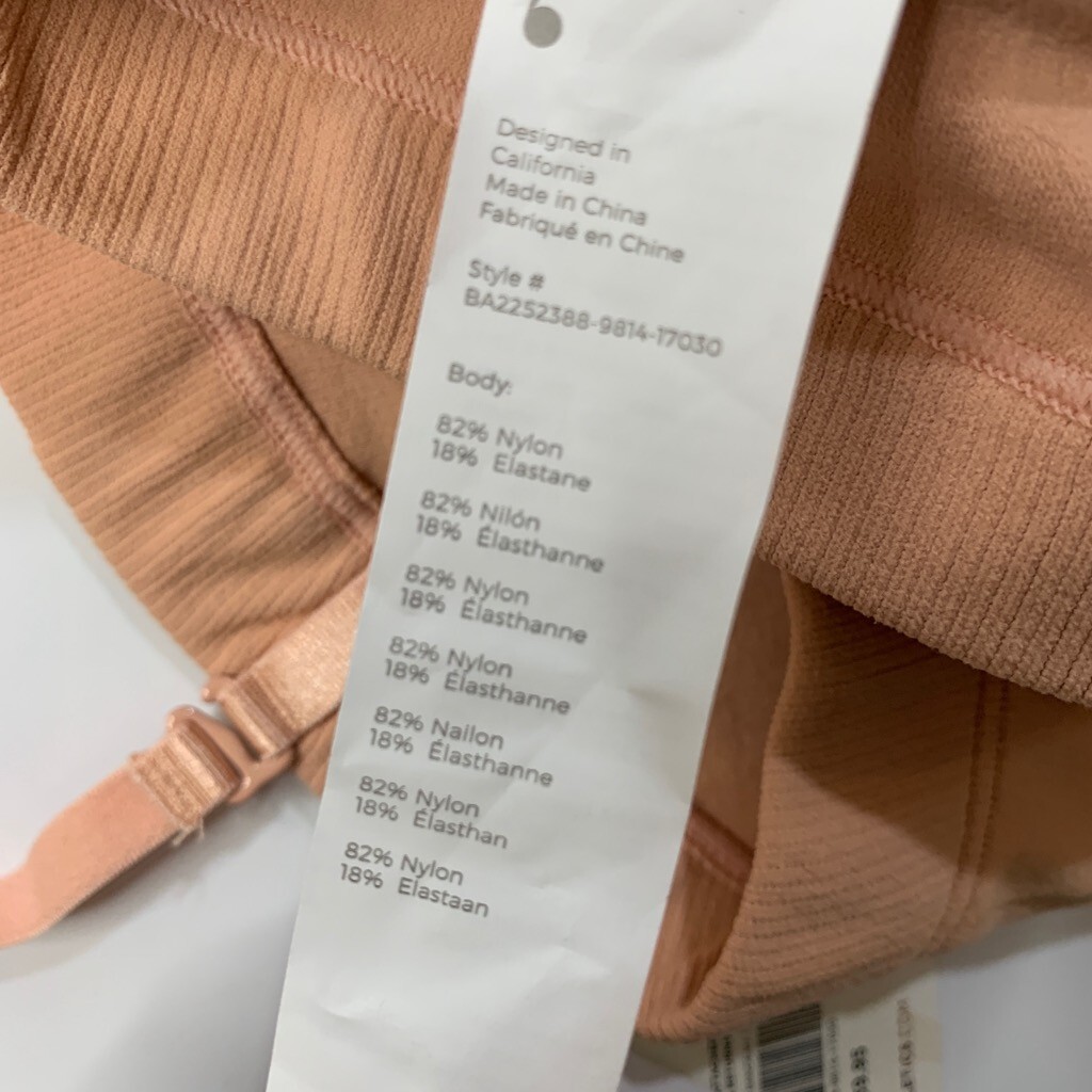 Fabletics Bandeau Women S Small Peachy Sand Cropped Camilla Sculpt Knit Unpadded