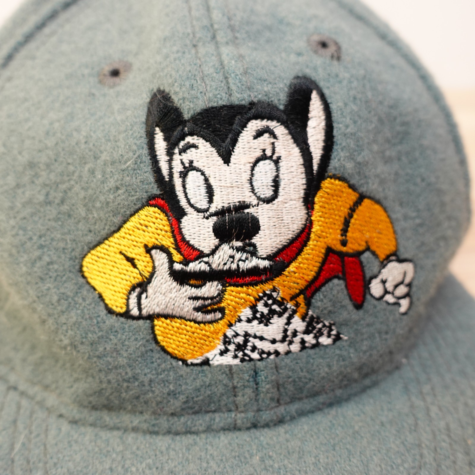 Vintage Mighty Mouse Cap Mens Blue Slate Wool Felt Baseball Dad Cartoon 90s OTTO