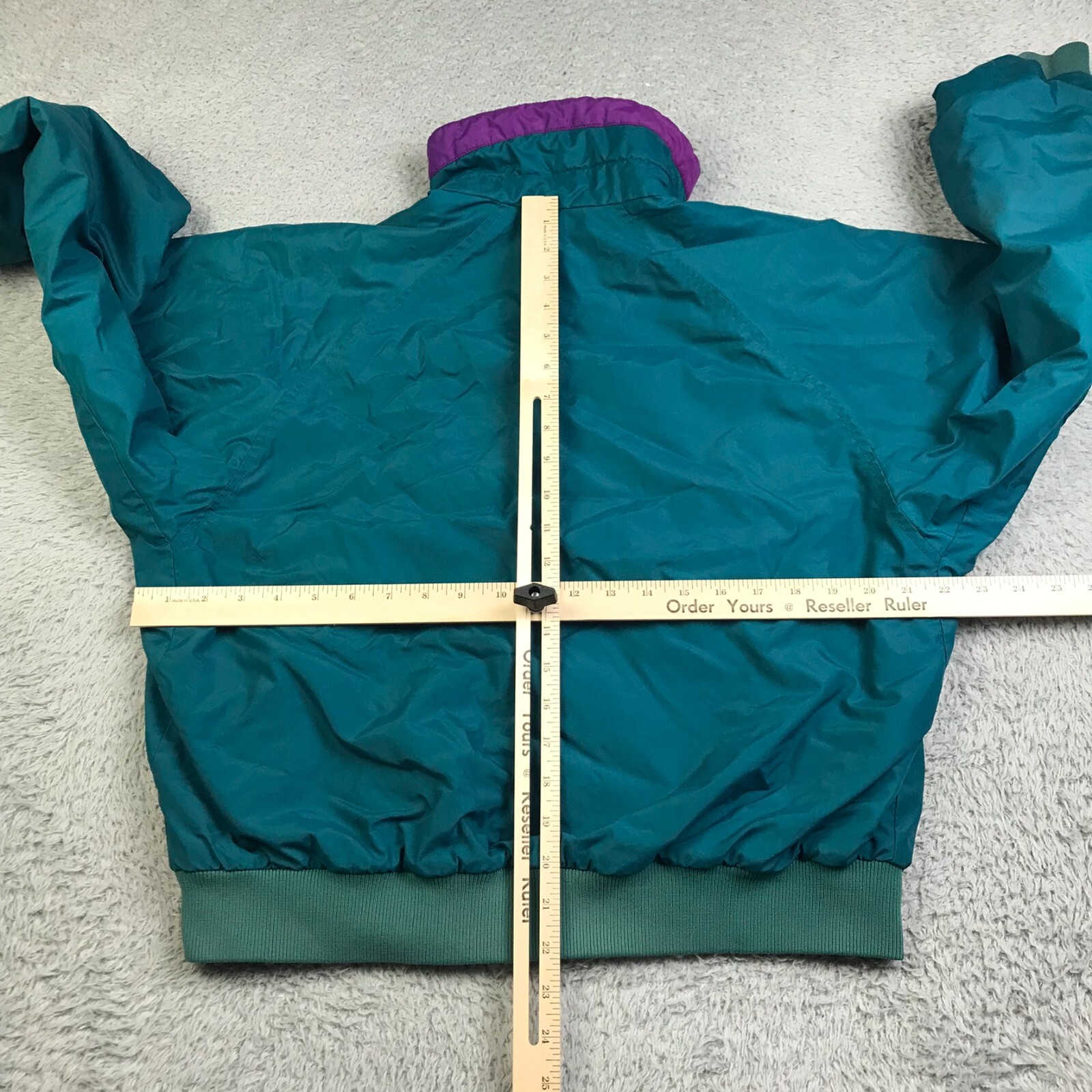 Columbia Jacket Mens M Teal/Purple Aztec Fleece Lined Parka Bomber Vintage 90s