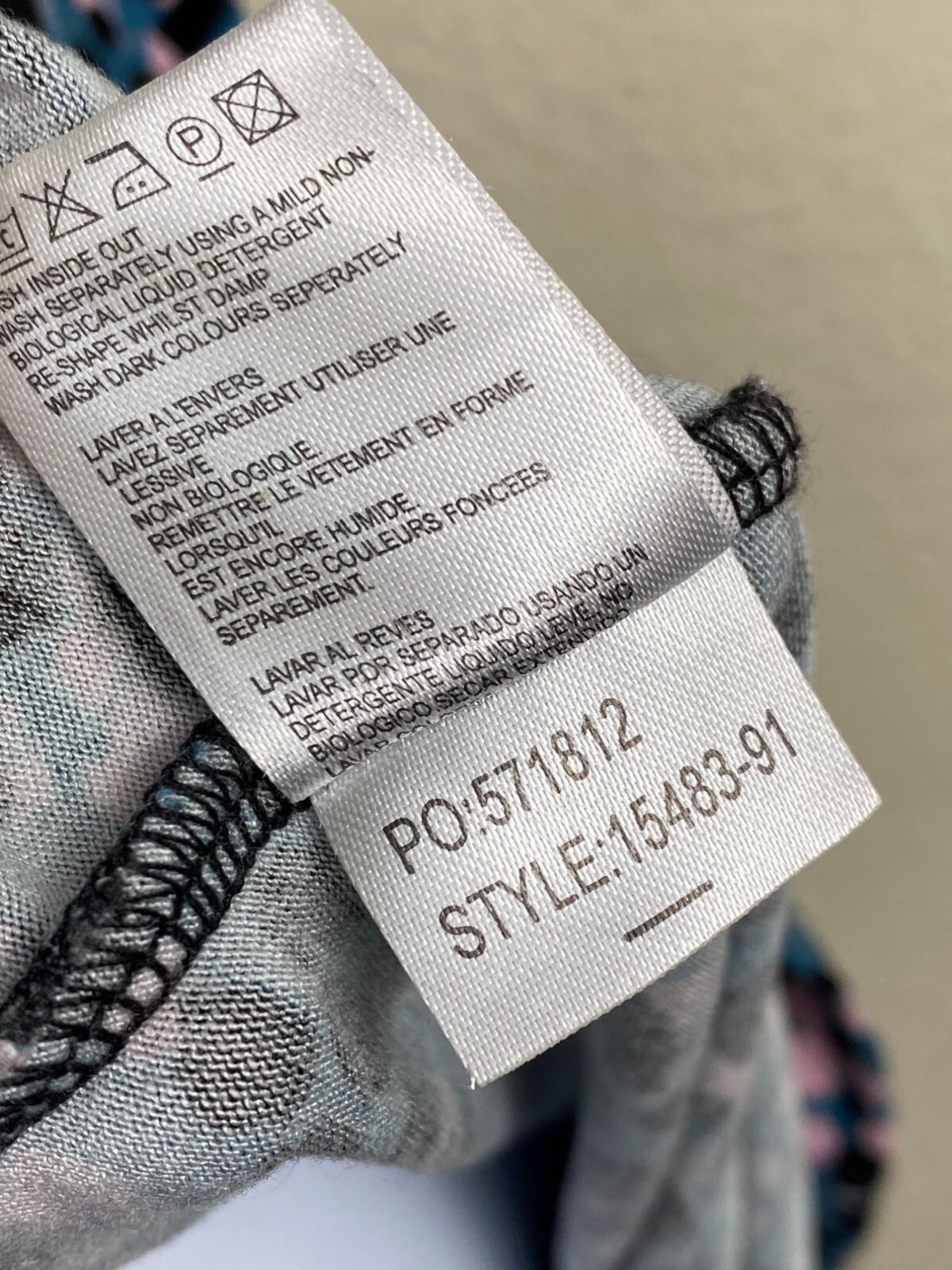 Seraphine Blue Abstract Maternity Dress Women Size 4 3/4 Sleeve Jersey Stretch