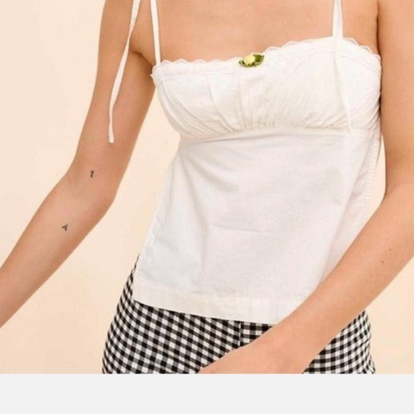 Urban Outfitters Jaime Ivory Open Back Camisole With Tie Straps XL 100% Cotton