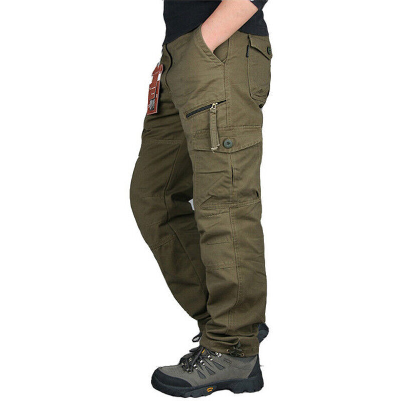 Mens Cargo Pants Work Pants Elastic Trousers Lightweight Combat Cotton Outdoor