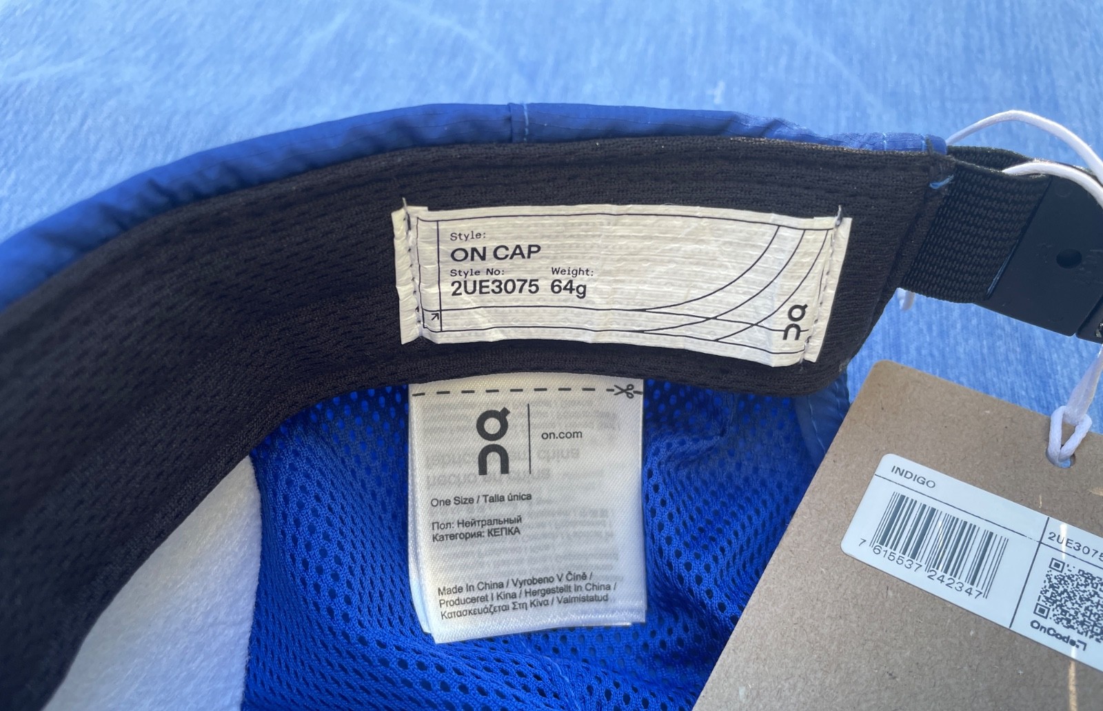 ‘On Cap’ Indigo $45 Classic style cap All-day wear, Moisture-wicking, Adjust Fit