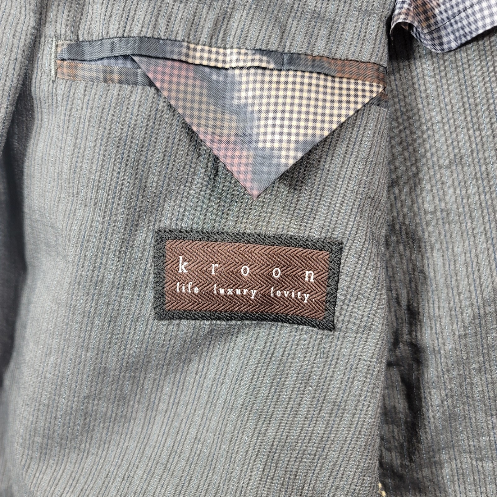 Kroon Lightweight Sport Coat Mens 42R 42 Grey Stripe Cotton Jagger