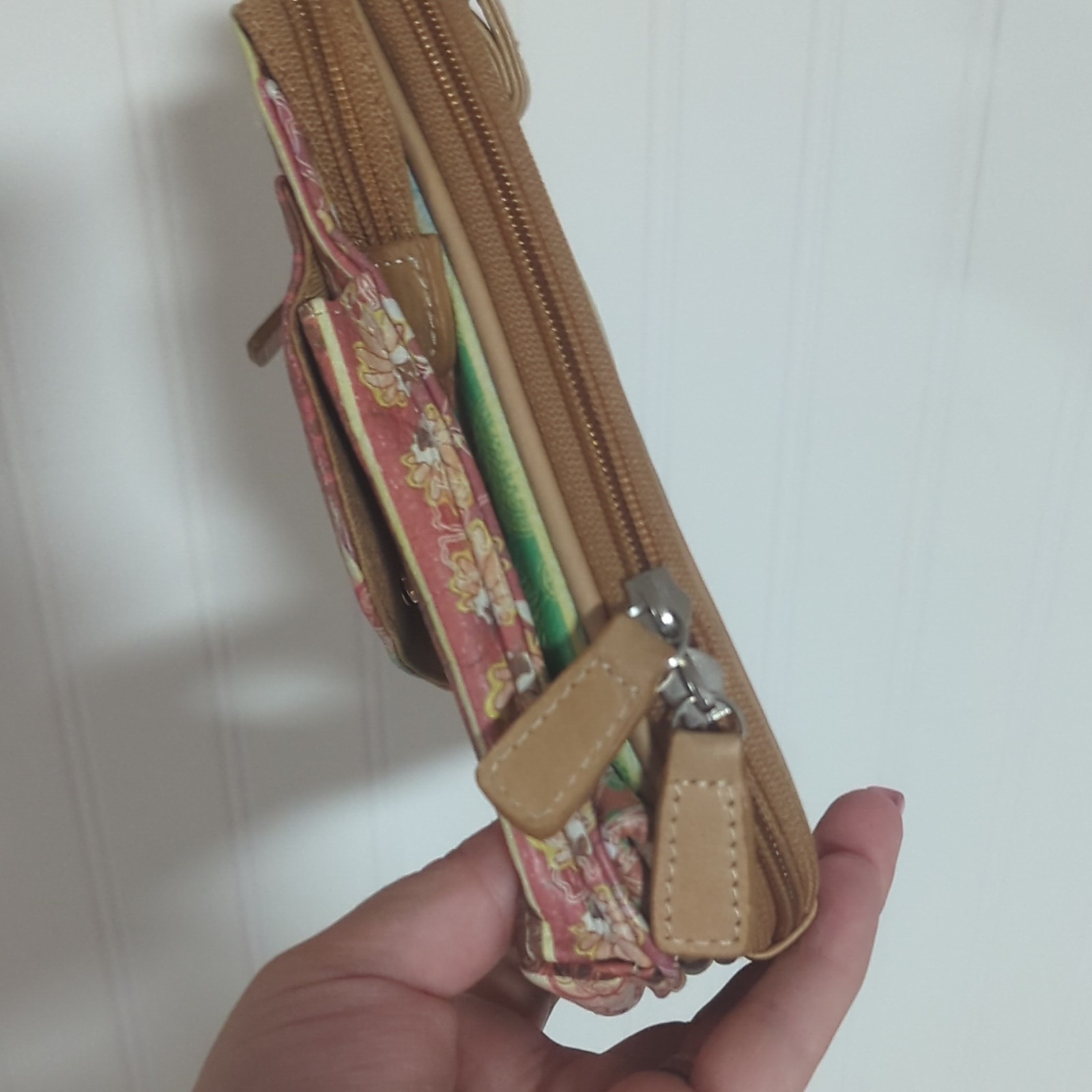 Fossil Striped Floral Crossbody Bag Zip+Magnetic, Adjustable Strap Small