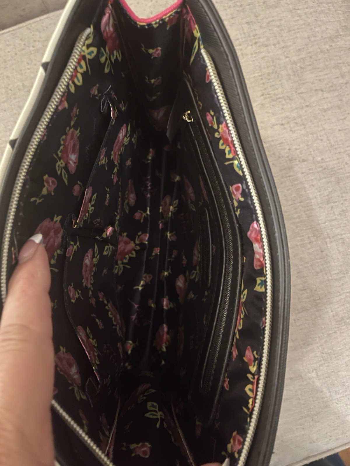 Betsey Johnson wristlet black and white checkerboard print and a pink logo