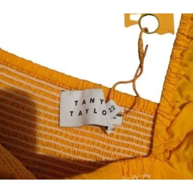 Tanya Taylor Austin Top Marigold Yellow Eyelet Flutter Sleeve Smock Plus Size 22
