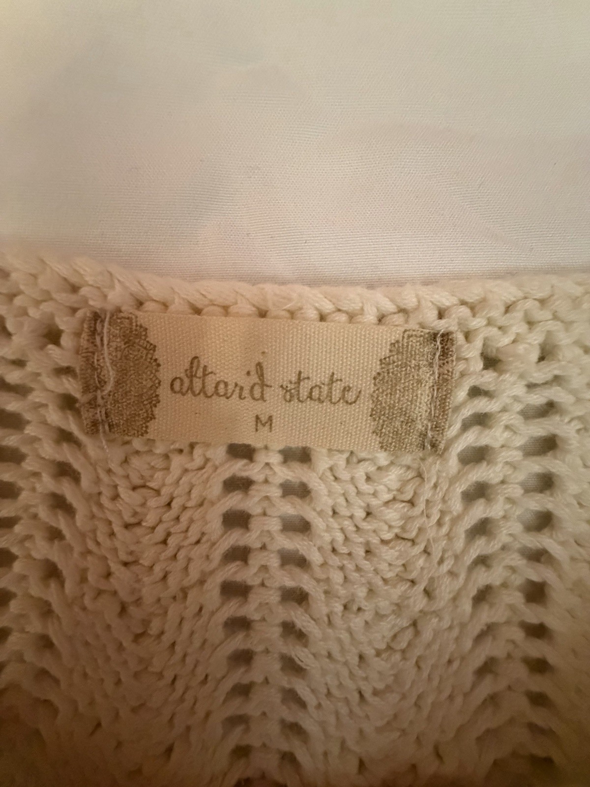 100% Cotton Altar’d State Cream Solid Knit Bow Strap Tank Top Lightweight M