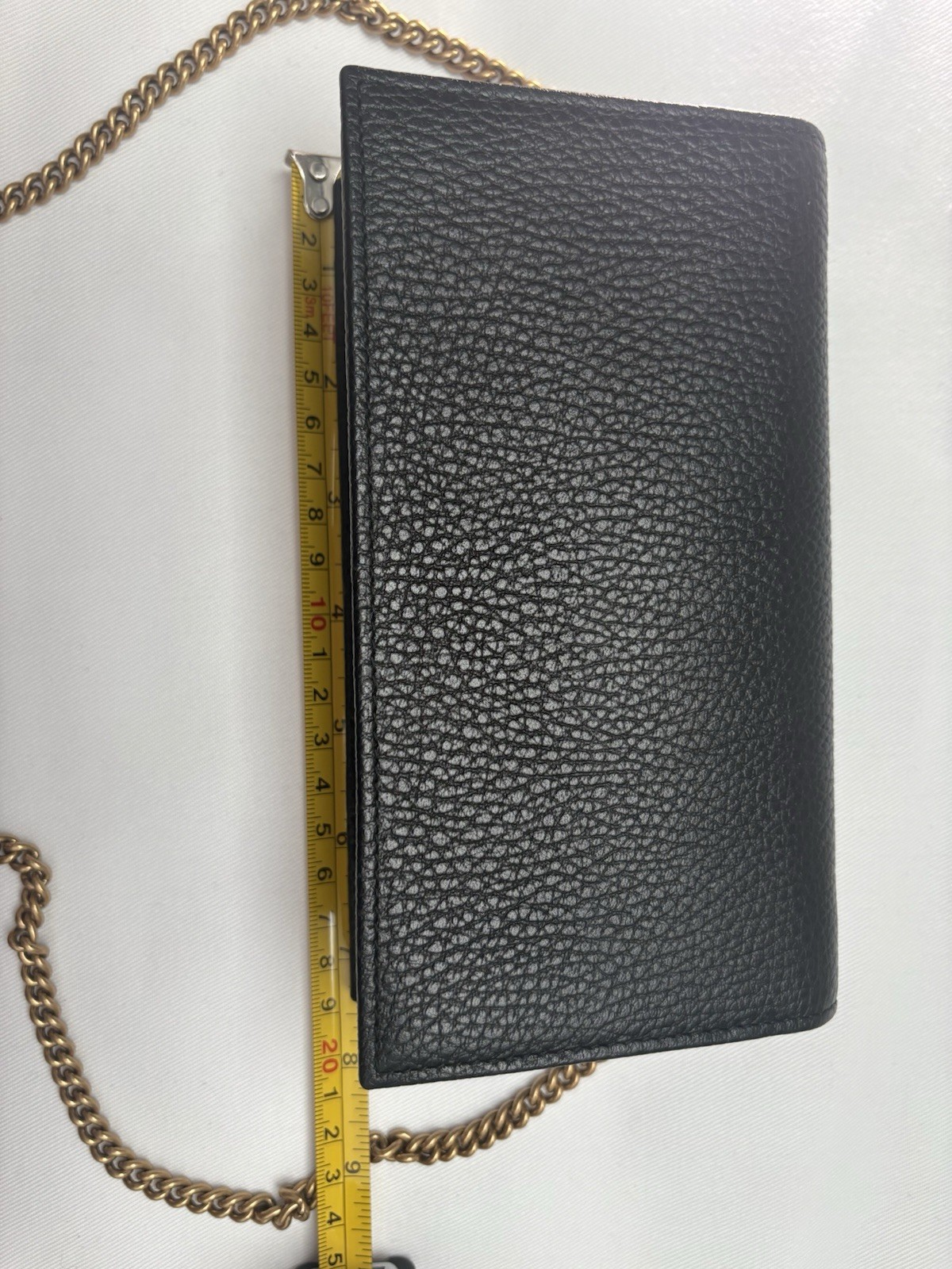 Gucci Marmont Bow Black Leather Clutch Wallet On Chain Gold GG Crossbody Bag