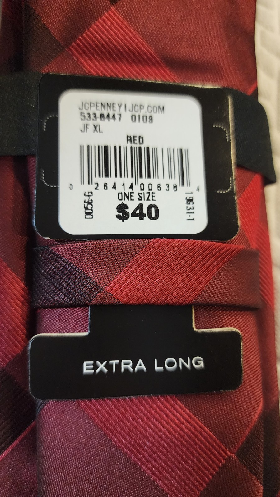 NWT J.Ferrar Men’s Red Tie Extra Long 62.5 Inches x 3.25 Inches Wide