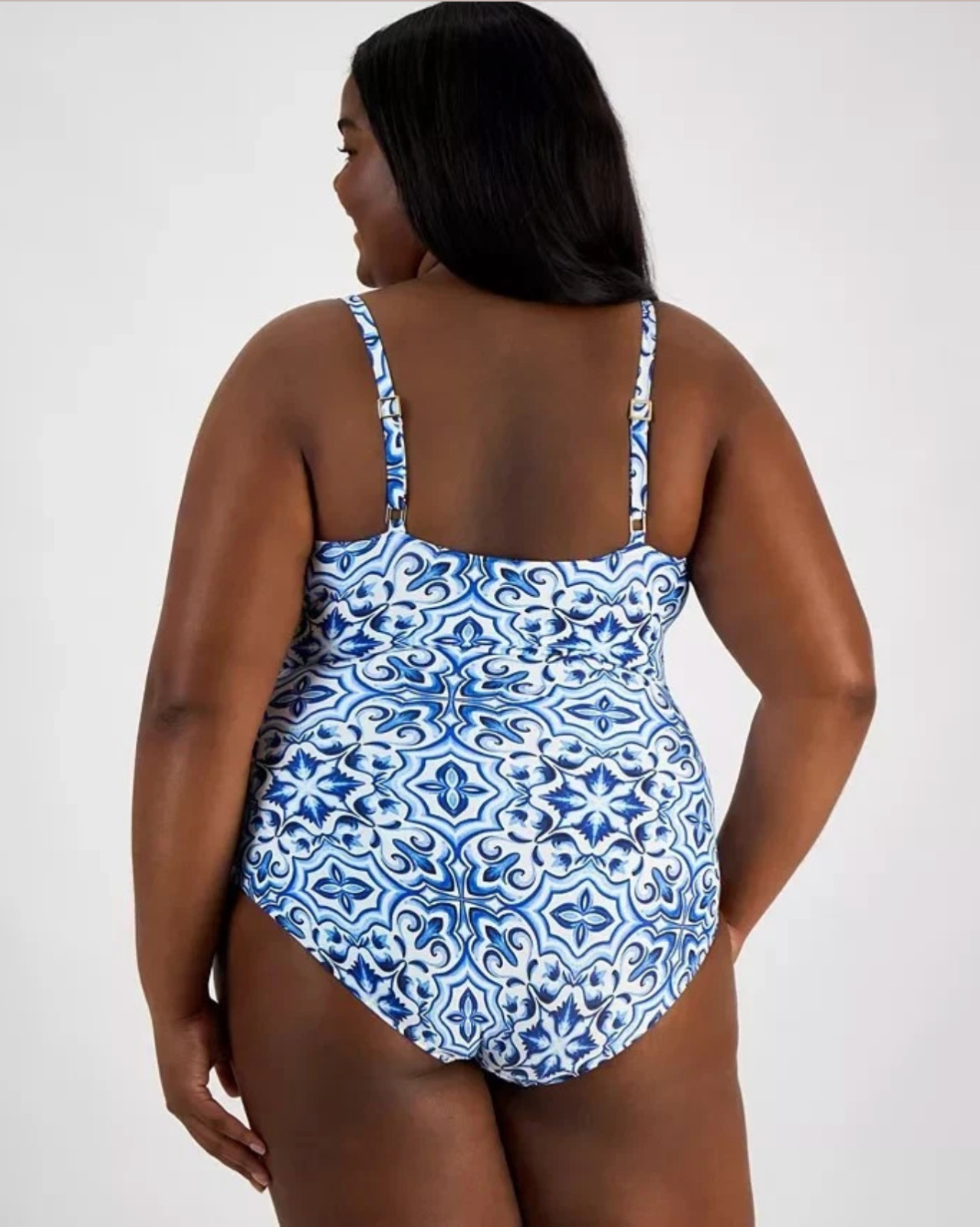 La Blanca Plus Size One Piece Swimsuit 18W, 20W Alboran Sea Blue Tummy Control
