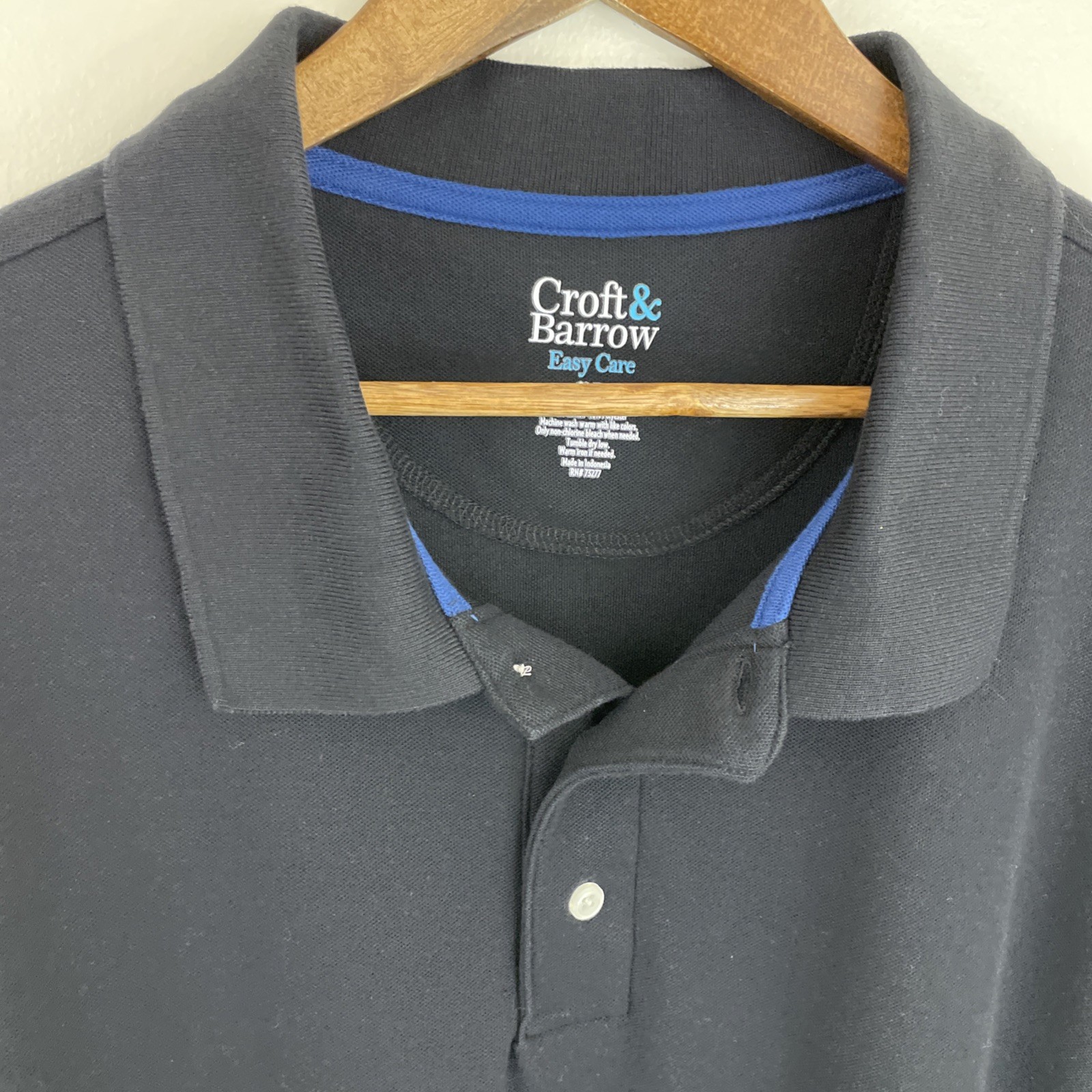 Croft & Barrow Polo Shirt Mens 2XB Big 2X Black Short Sleeve Classic