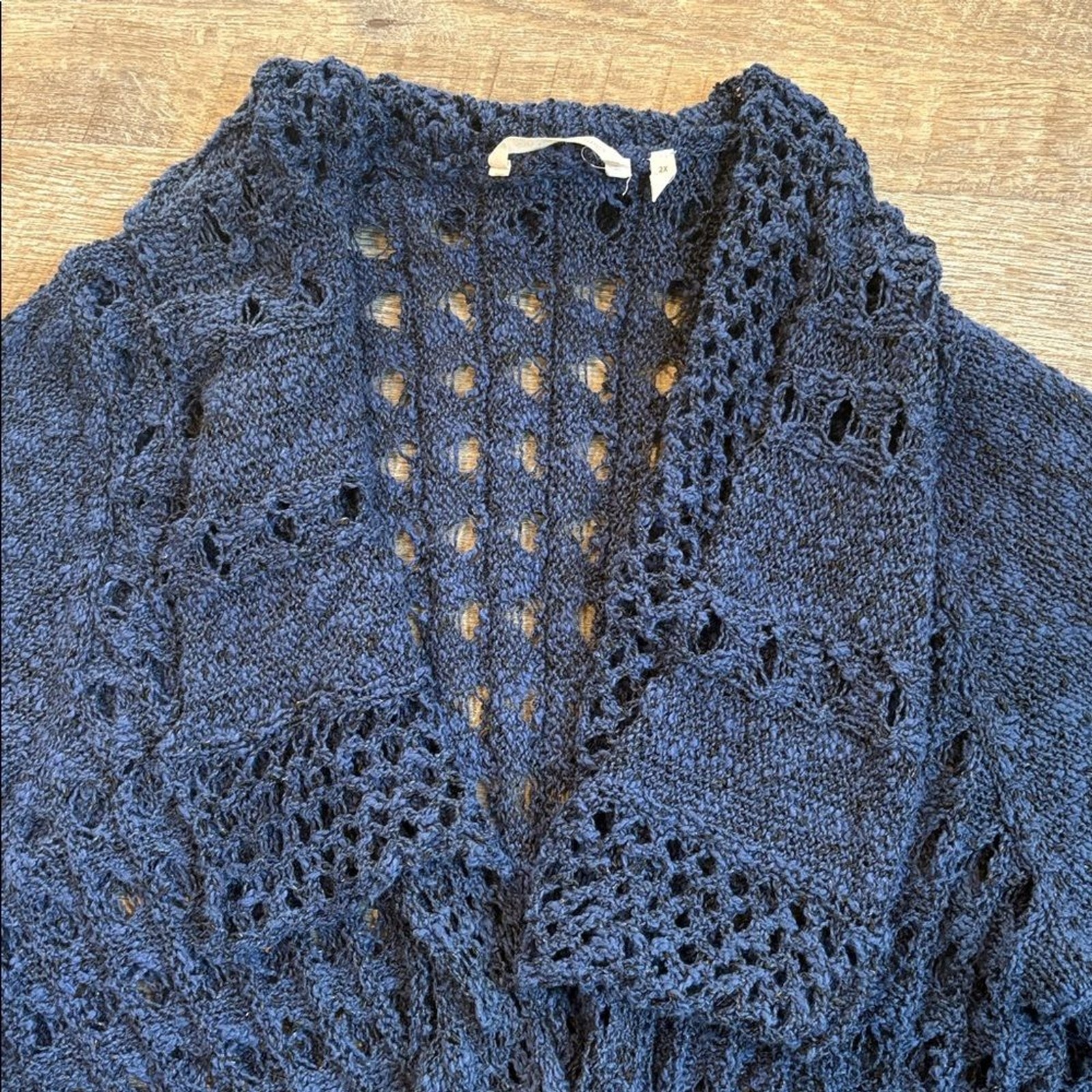 Soft Surroundings Teresa Crochet Cardigan Women’s 2X Deep Blue