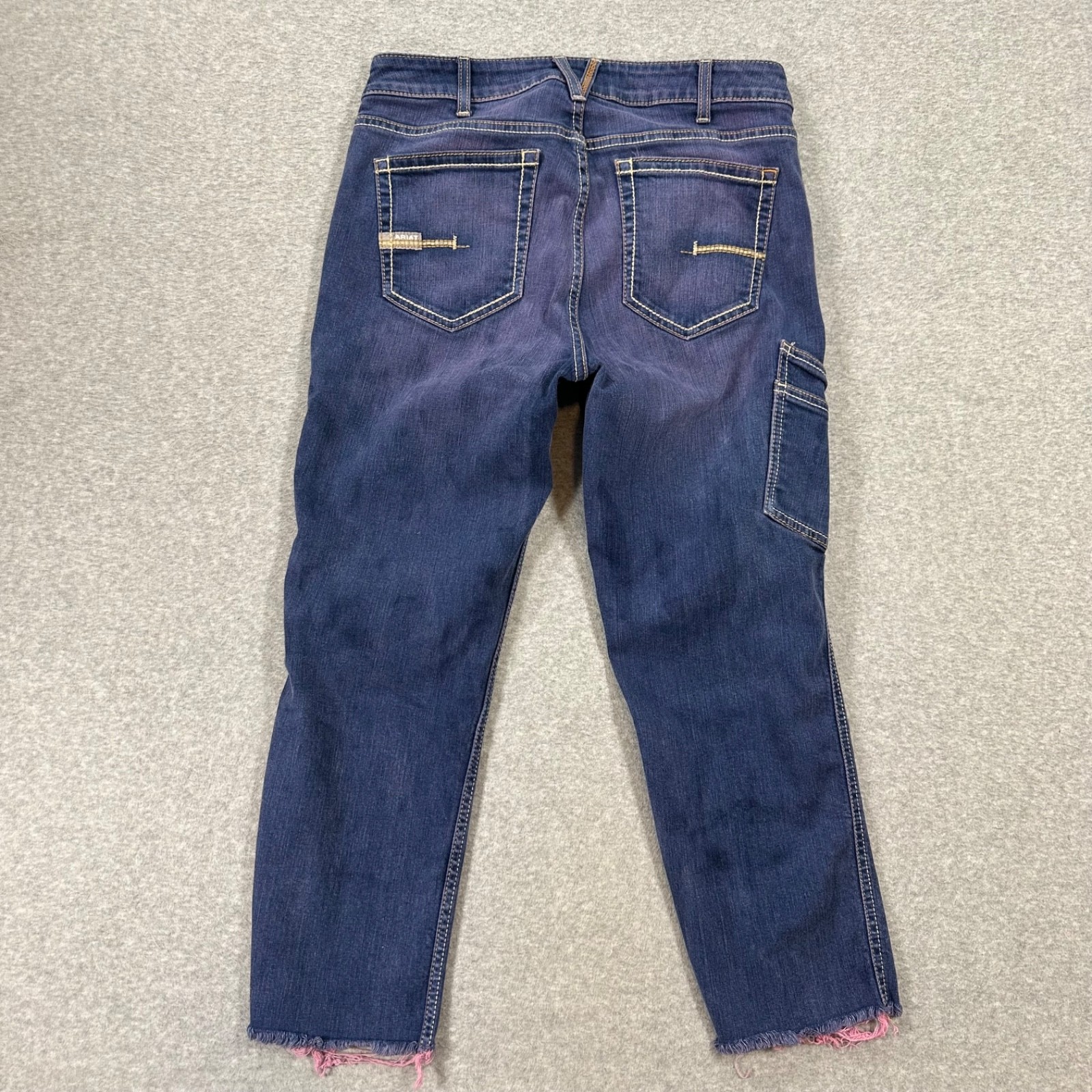 Ariat Jeans Women’s 31R Perfect Rise Rebar Slim Stretch Denim Purple Raw Hem