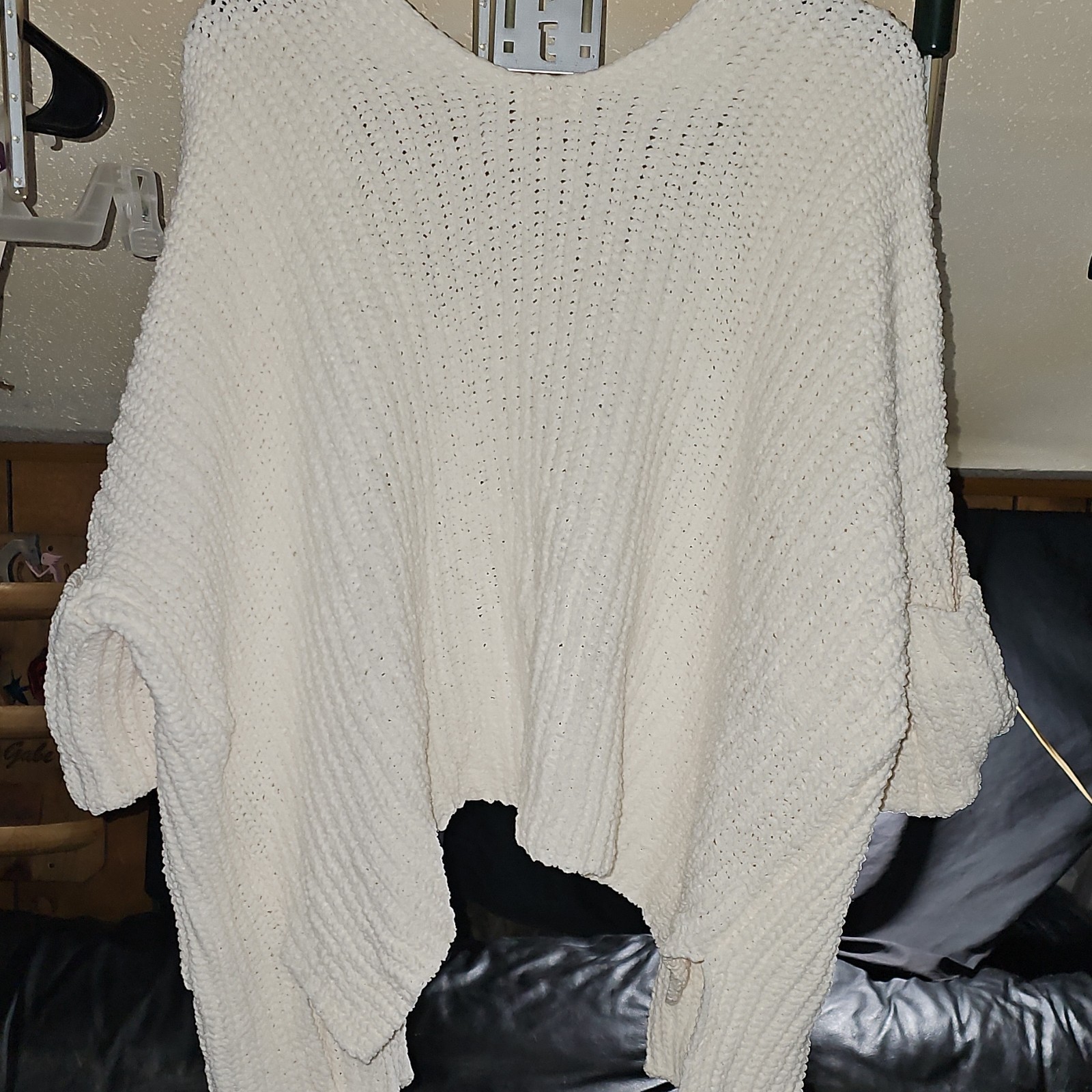 **FITS 3X** POL Cream Knit Open Front Cardigan Sweater w/ Pockets Women L
