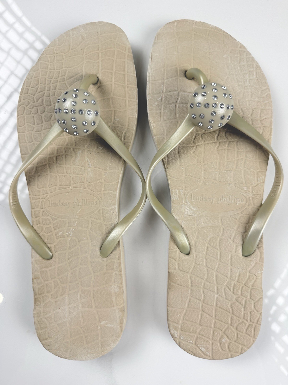 Lindsay Phillips Jordi Stone Thong Flip Flops Changeable Deco womens size