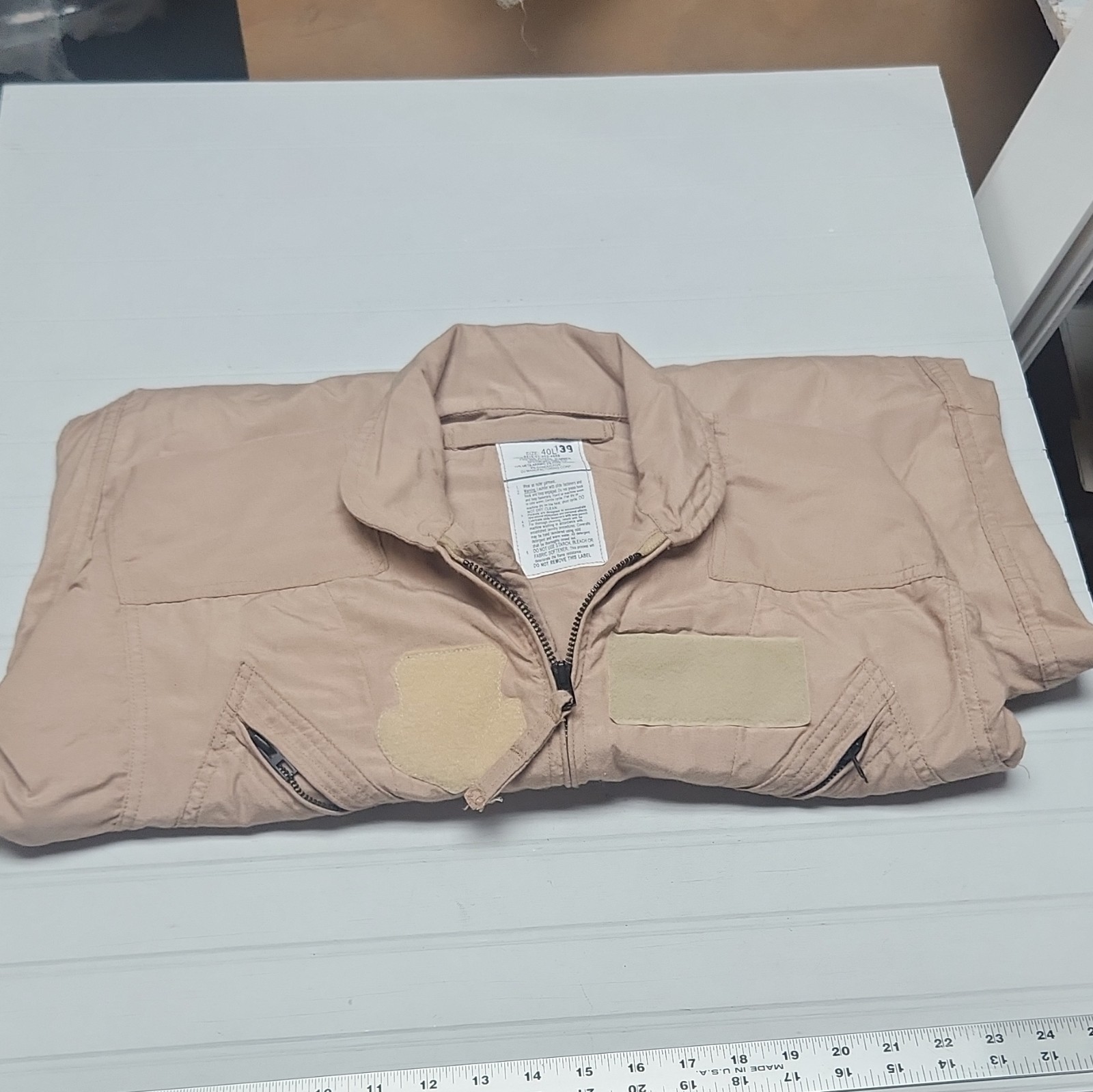 DJ Manufacturing Corp. Fire-Resistant CWU 27/P Flight Suit Coveralls Tan 40L