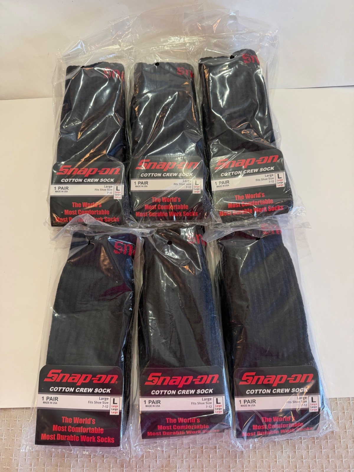 New Snap-on Size L cotton crew socks