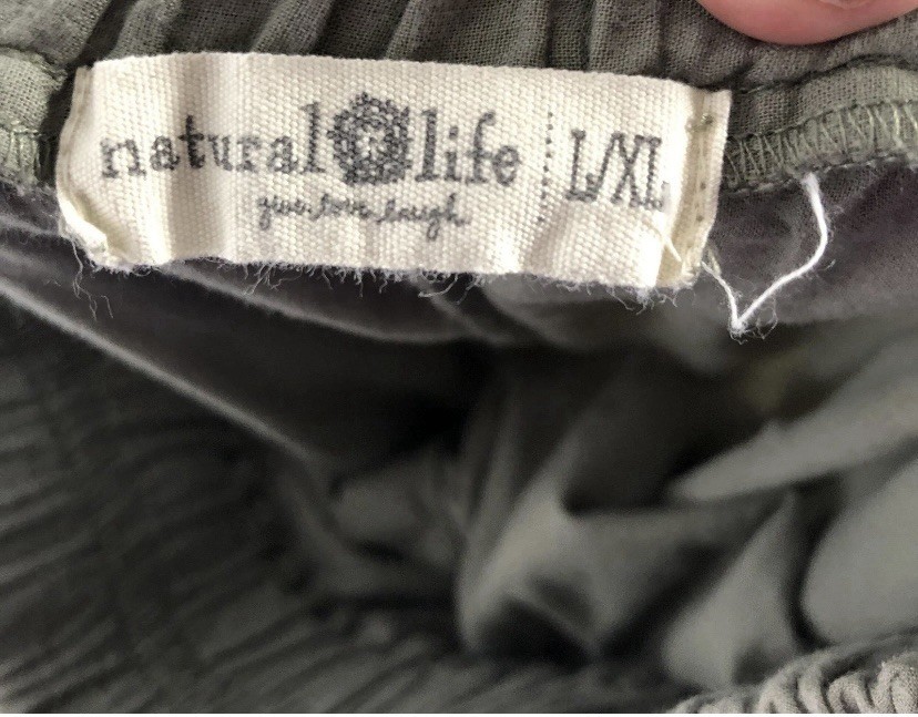 Natural Life Pants Womens L/XL Olive Green Extra Wide Leg Cropped Boho Pants
