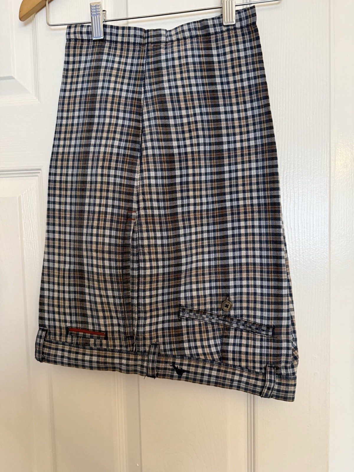 Tommy Bahama Long Weekend Plaid Chino Shorts Blue/Beige Linen Lyocell 10in