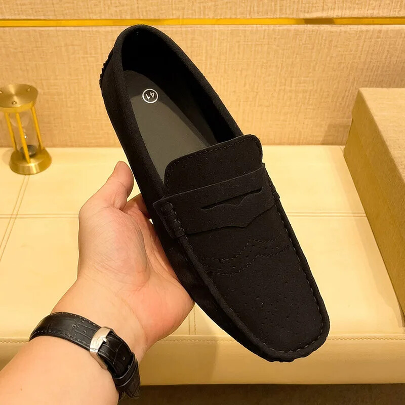 Men Casual Shoes Suede Lazy Slip-on Driving Flat Boat Shoes Loafers Moccasins