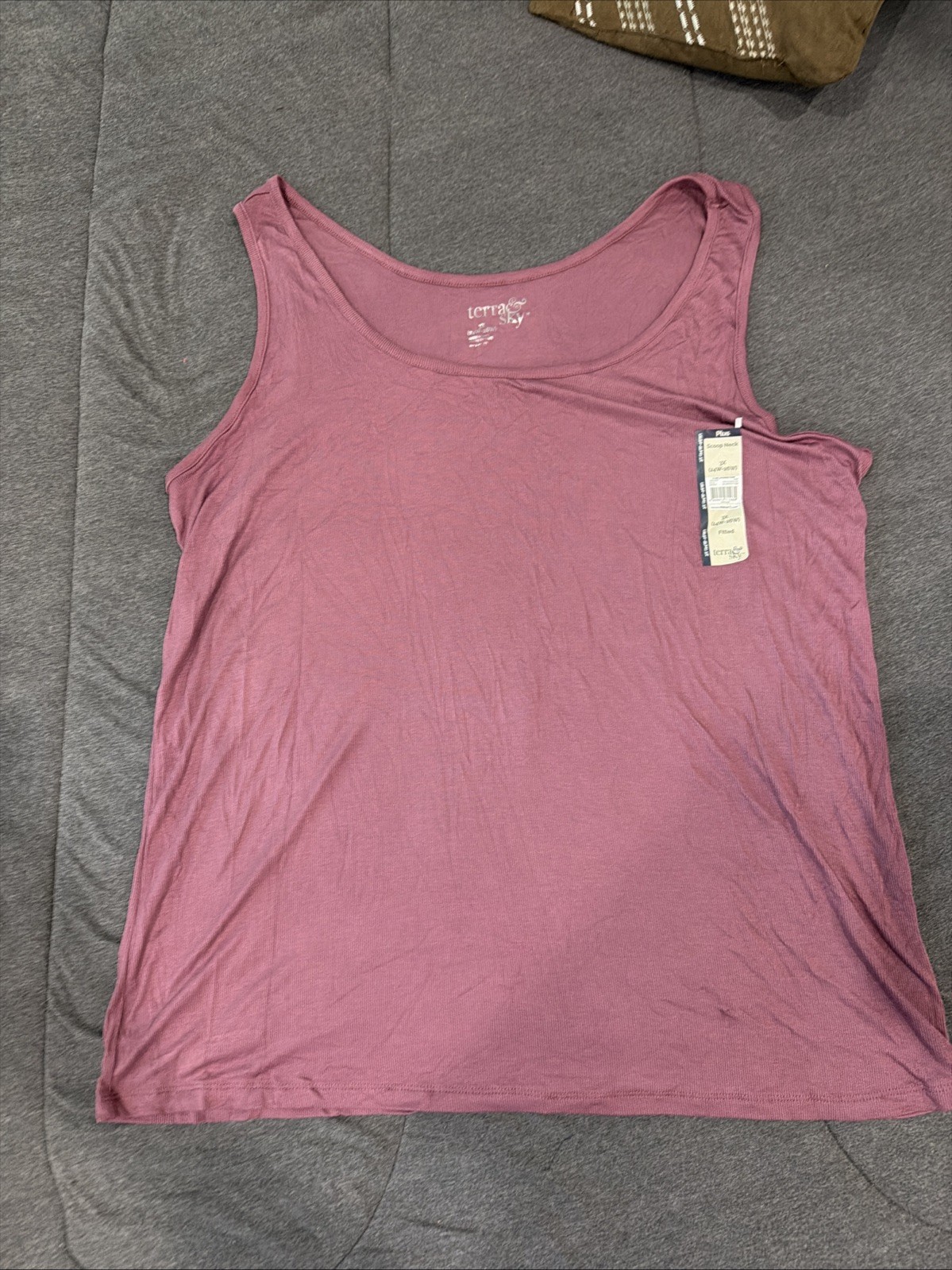 Terra & Sky Women’s 3X 24w-26w Pink/purple Rib Tank