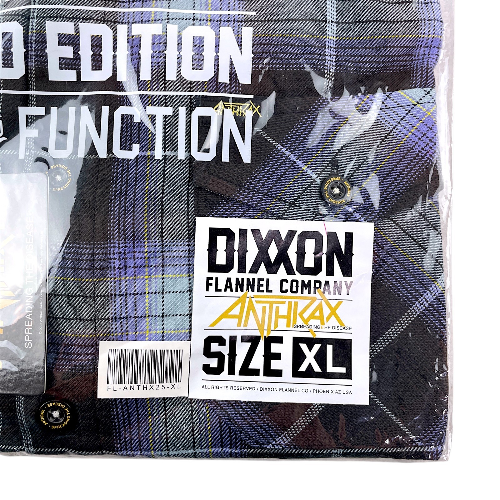 Dixxon Flannel x Anthrax Spreading the Disease Men’s XL Plaid Button Shirt