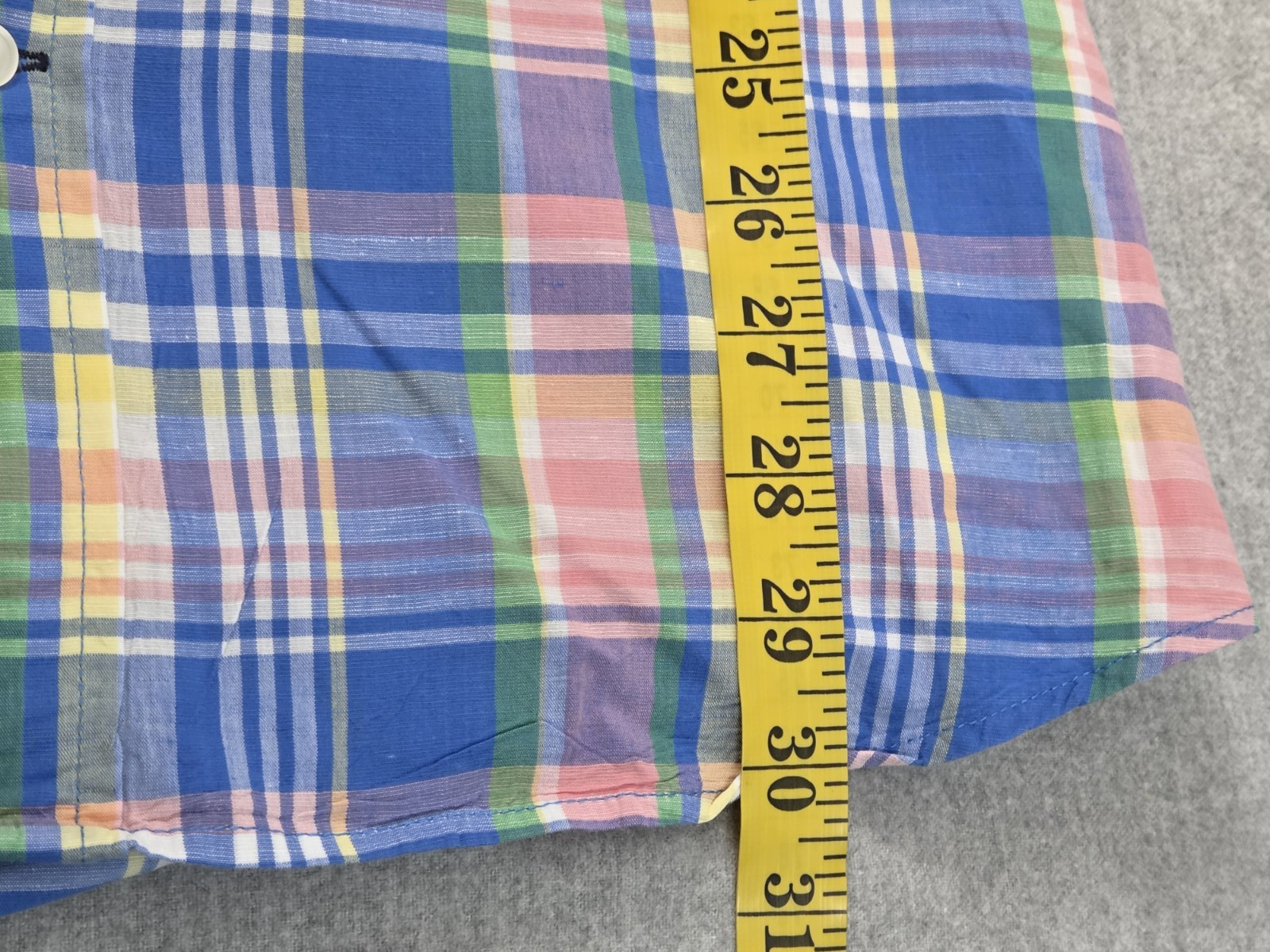Tommy Hilfiger Mens 2XL Linen Blend Shirt Custom Fit Pastel Plaid Beach Cruise
