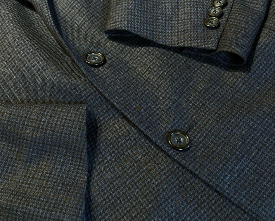 Corneliani Cashmere & Wool 50-52L Blue Houndstooth Plaid Sport Coat Blazer