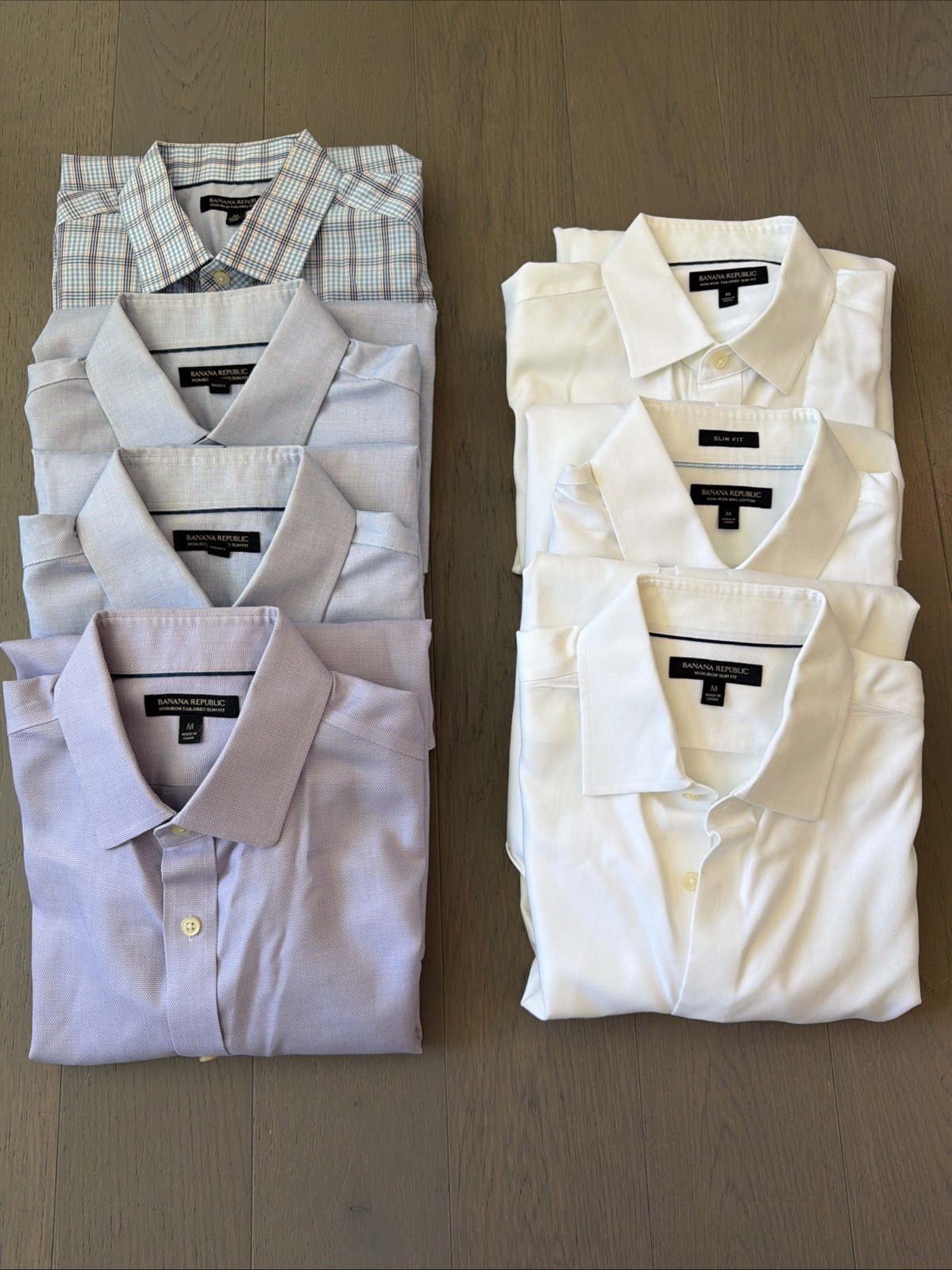 Lot of 7 Banana Republic Men’s Shirts Medium non-iron Slim Fit blue purple white