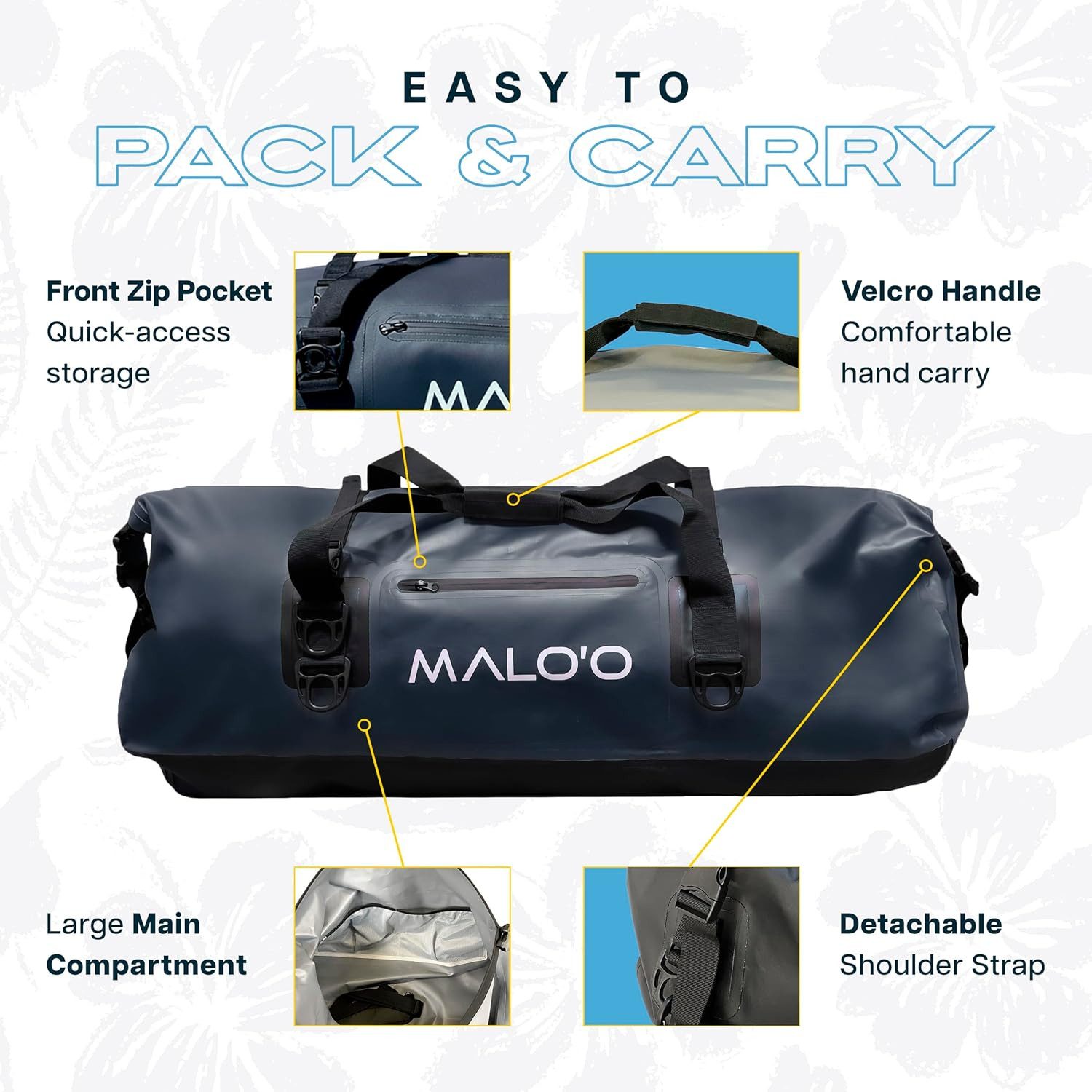 Malo’O 100L Waterproof Duffel Bag for Kayaking, Camping & Travel – Black