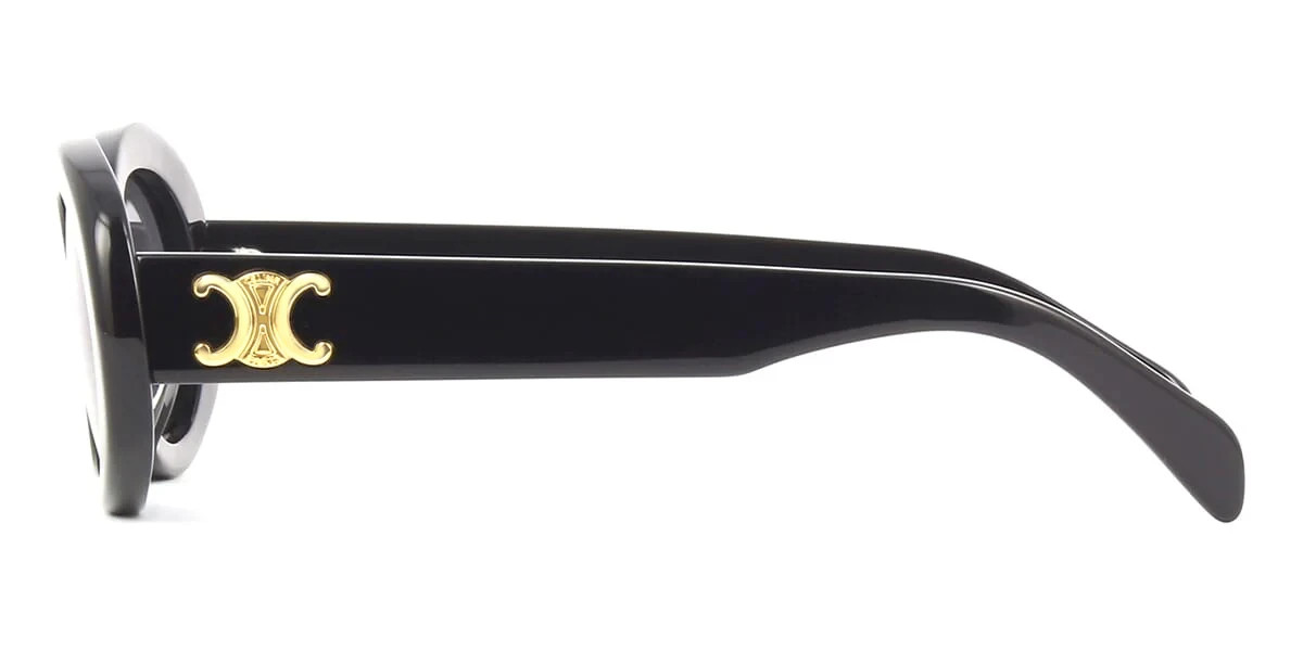 Celine Triomphe CL40194U 01A Black Oval Sunglasses Gold Logo