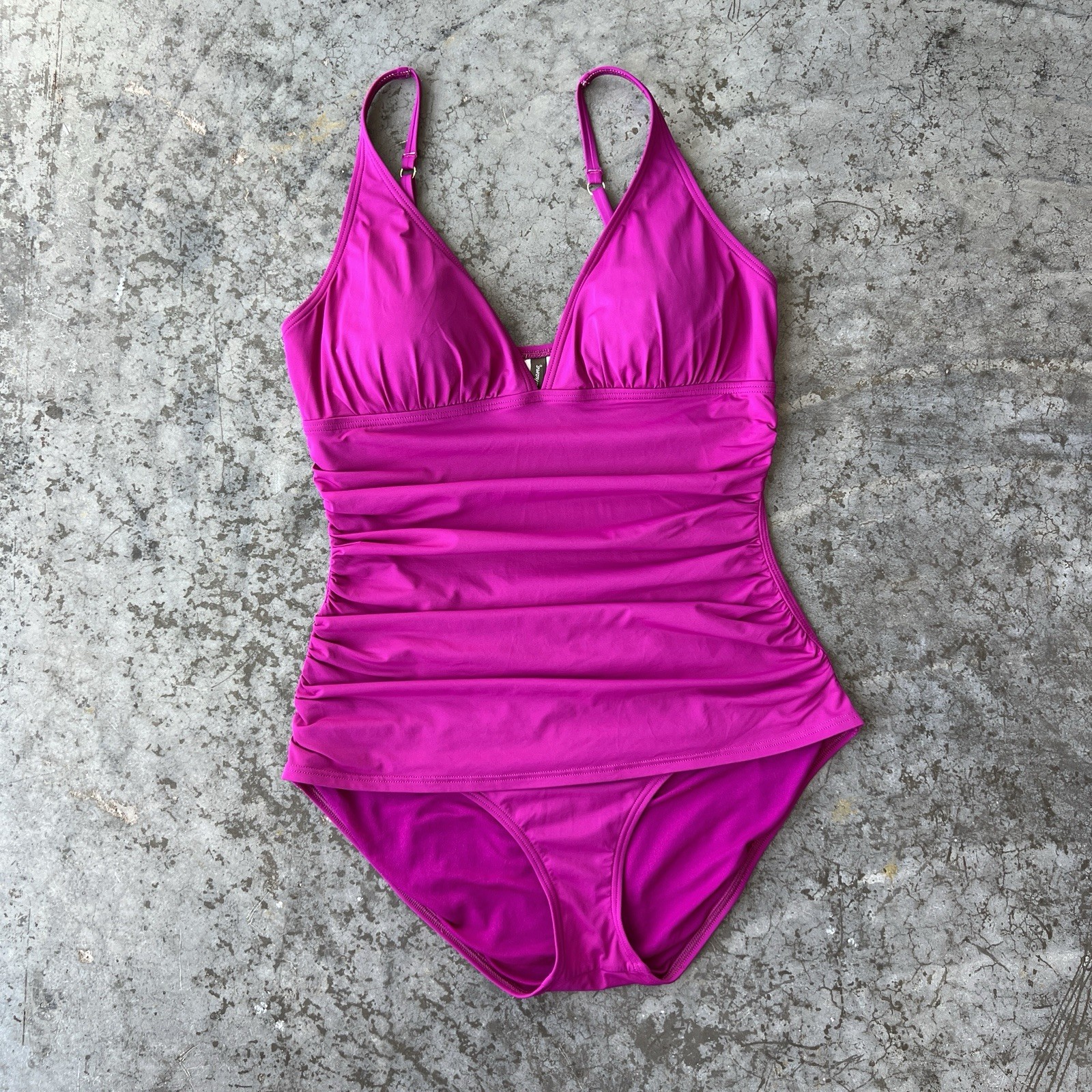 Tommy Bahama Pink Ruched One-Piece Swimsuit Size 14 TSW31026P Tummy Control