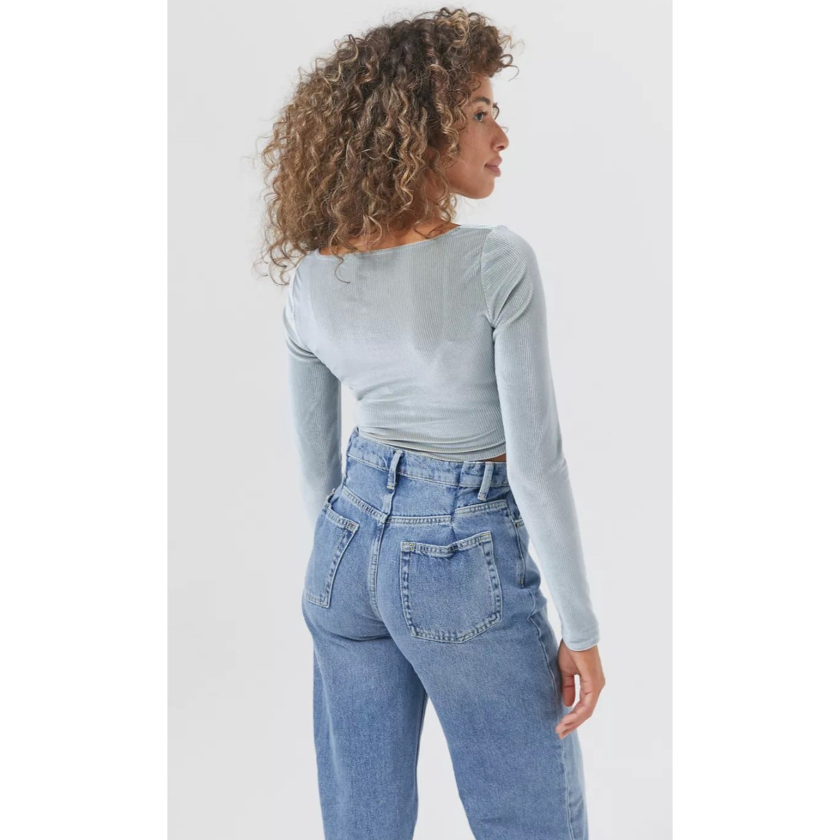 Urban Outfitters Paradox Ruched Cropped Top Blue Medium NWT