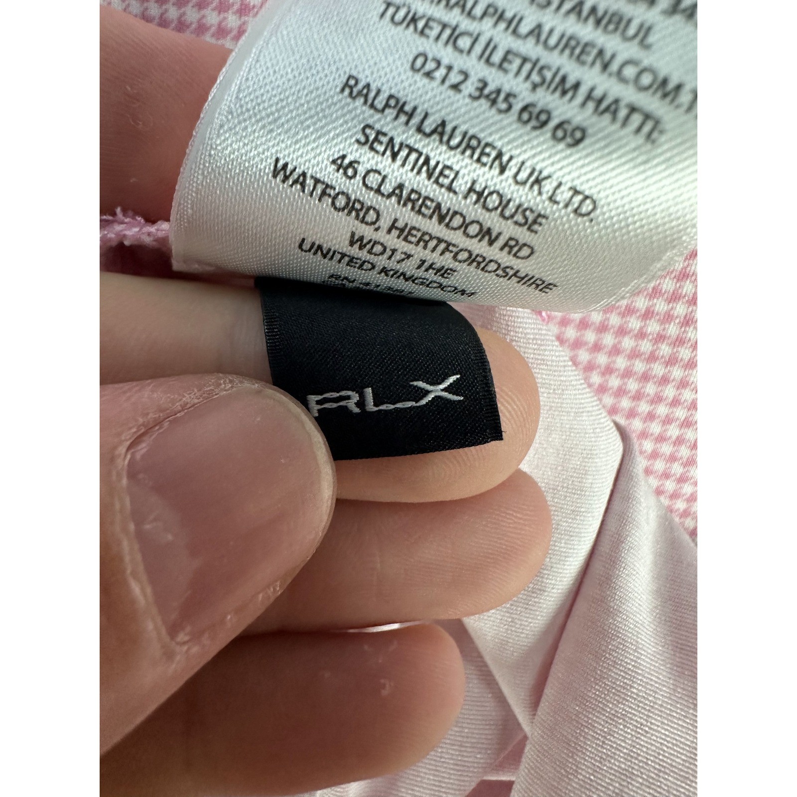 RLX Ralph Lauren Polo Shirt 2XL Pink Houndstooth Cutaway Collar Performance Golf