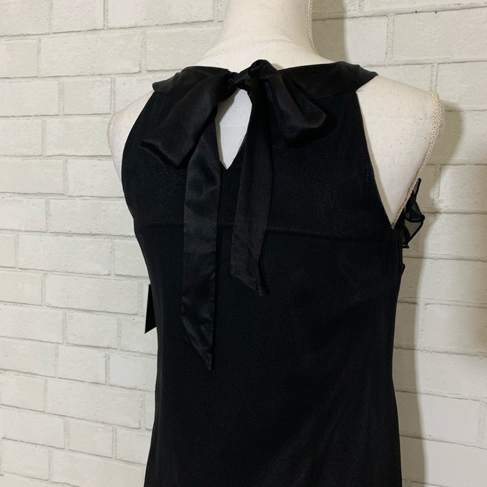 NWT Taylor Dresses by Ann Taylor Black Silk Ruffle Bust Cocktail Dress 2