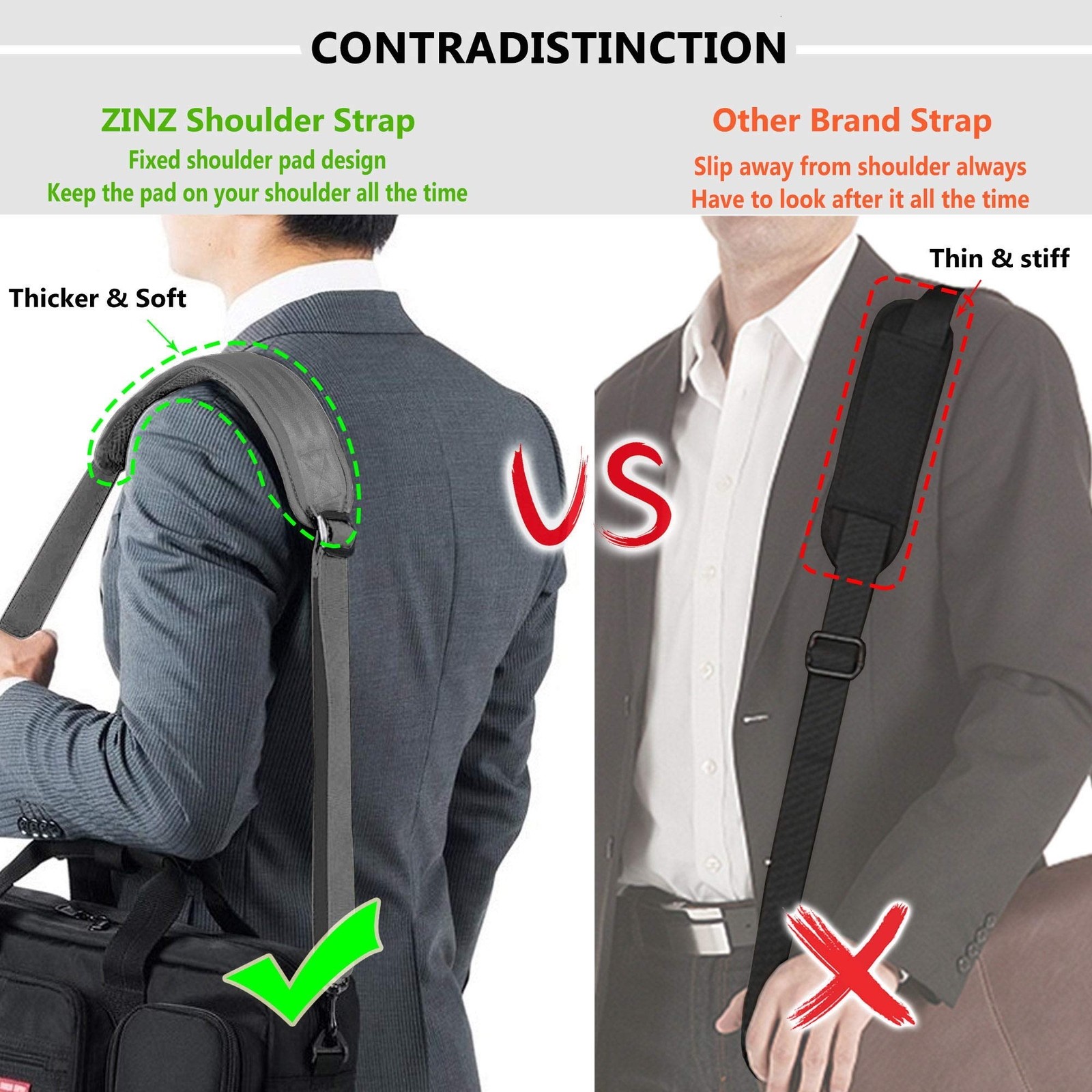 Shoulder Strap, 57″ Padded Adjustable Shoulder Bag Strap Replacement (Gray)