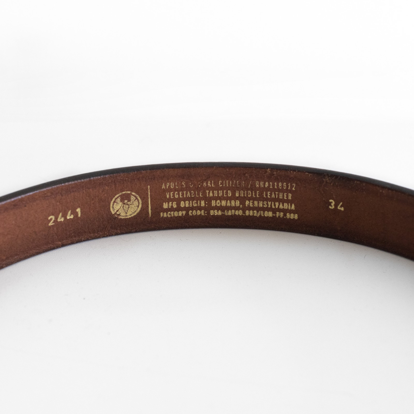 Apolis Global Citizen: Brown Equestrian Style Leather Belt Horse-bit Buckle 34