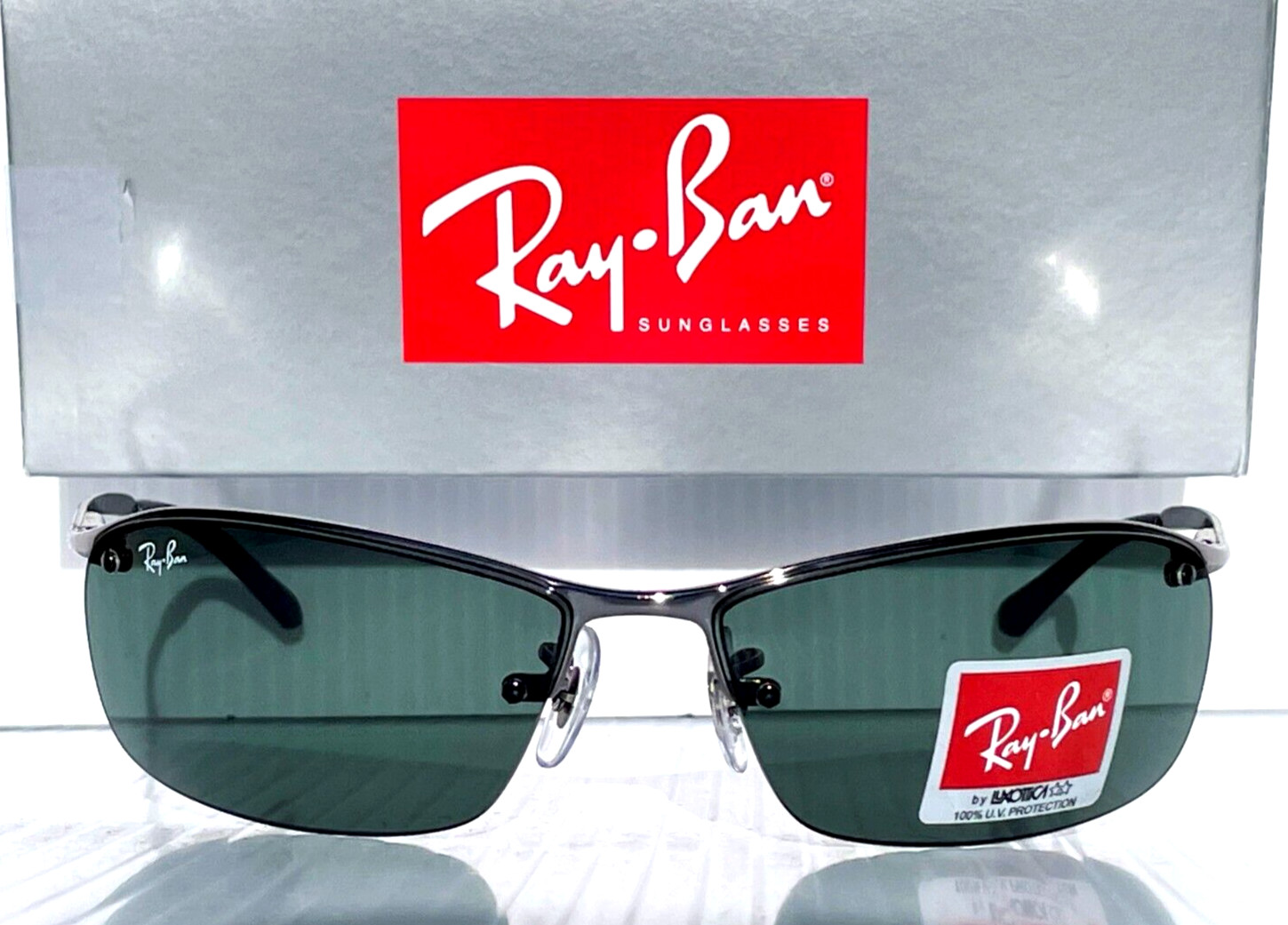 NEW Ray Ban Gunmetal UV PROTECTIVE Dark Green Lens Sunglass RB 3183 004/71