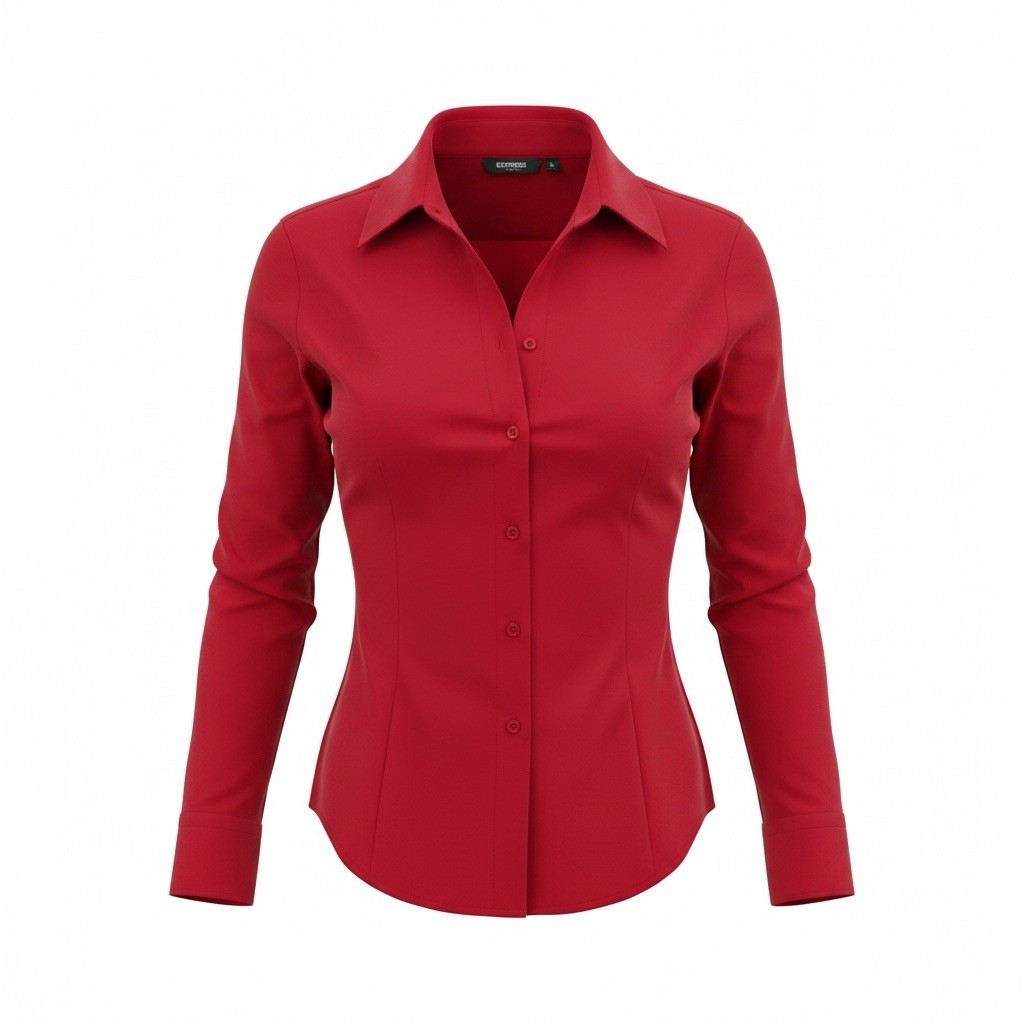 Express Stretch Button Down Shirt Women’s Size 8 Red Long Sleeve PRE-OWNED GOOD