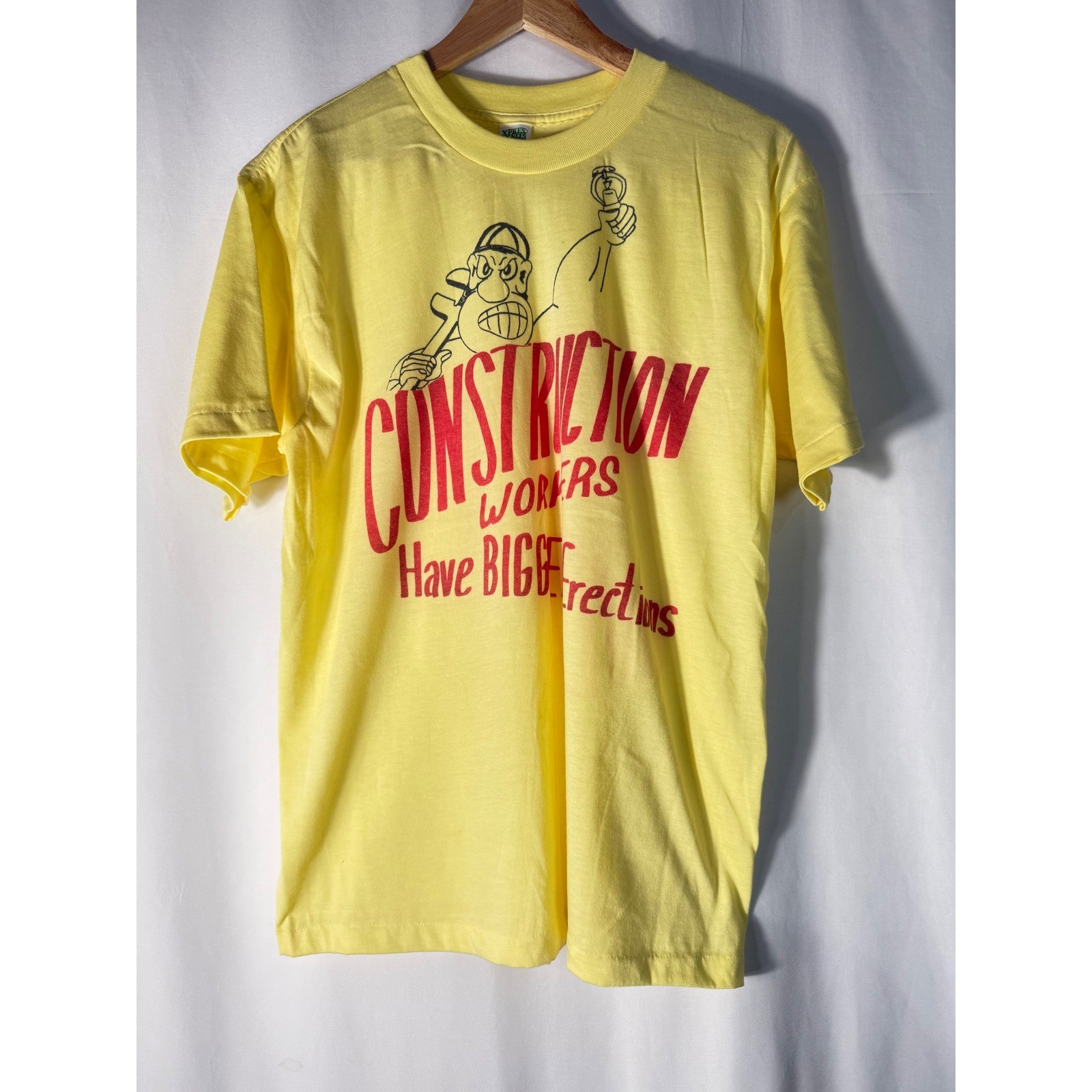 Vintage Single Stitch Construction Workers Have Bigger Erections T Shirt Mens L