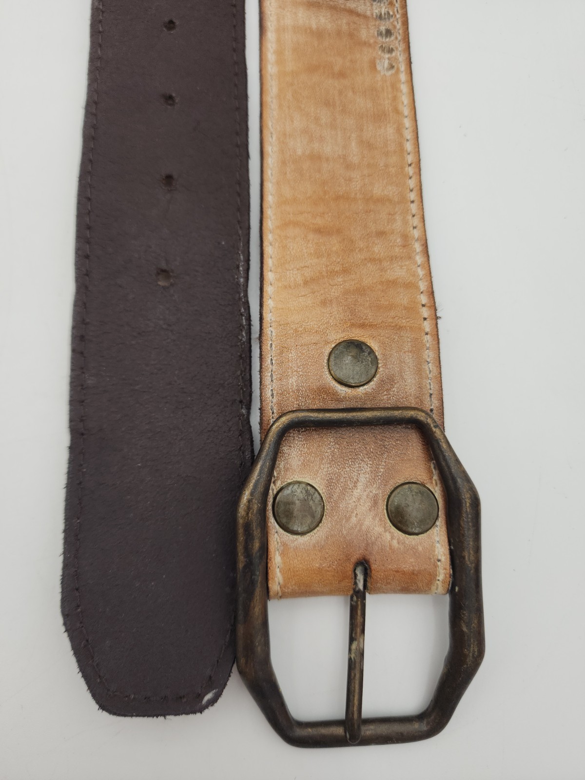 BED|STÜ Cobbler Series Mohawk Belt Embroidered Bench Made Leather Sz MED