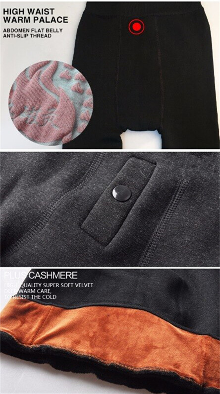 Mens Winter Fur Lined Elastic Velvet Thermal Long Johns Legging Underwear Pants