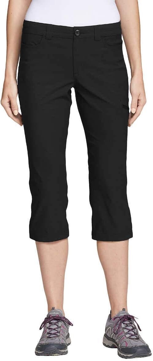 Eddie Bauer Rainier Capri Pants Womens 8 Black Hiking UPF 50 Stretch NEW