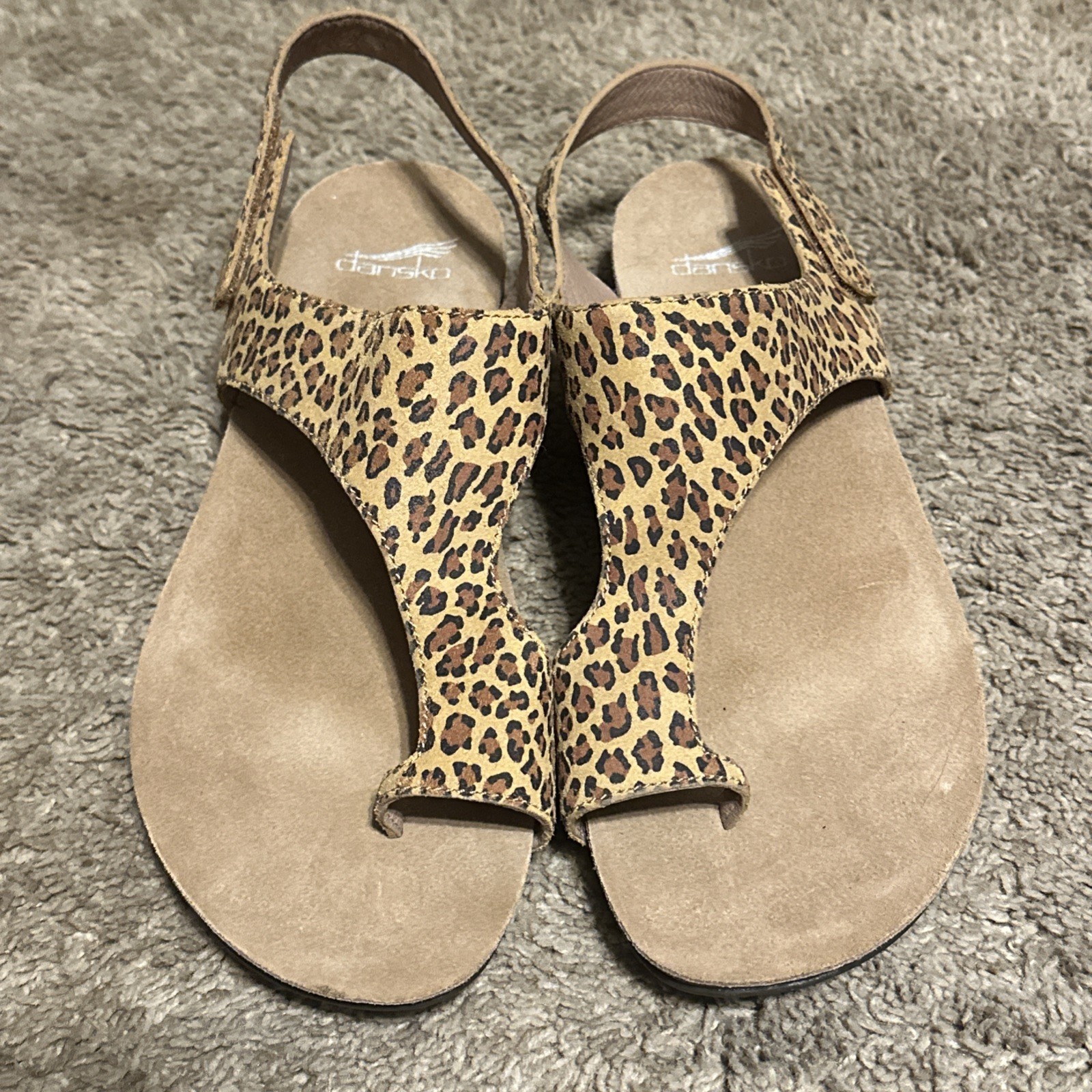 Dansko Reece Leopard Print Leather Strap Sandals Size 41 US Size 10.5/11