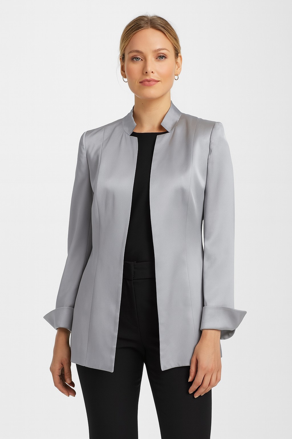 Talbots Women’s Blazer Silk Blend Grey Size 8 Office Career Professional