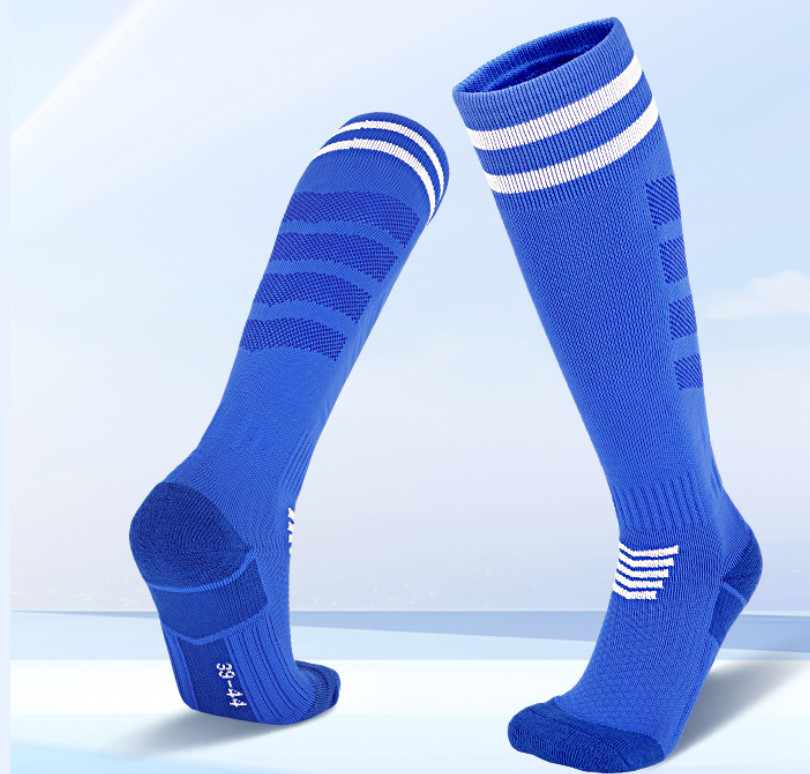 Men Knee High Sport Socks Anti Slip Athletic Casual Stockings Football Striped
